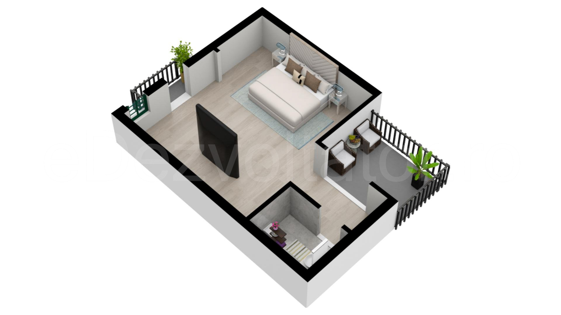 Proiecție 3D mansardă Vila duplex cu un etaj și mansardă 146 mp DaVinci Residence