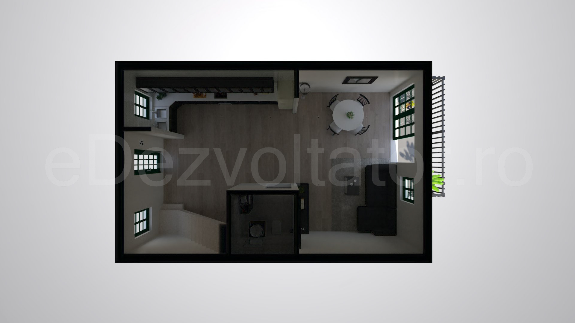Simulare iluminat natural parter Vila duplex cu un etaj și mansardă 165 mp DaVinci Residence