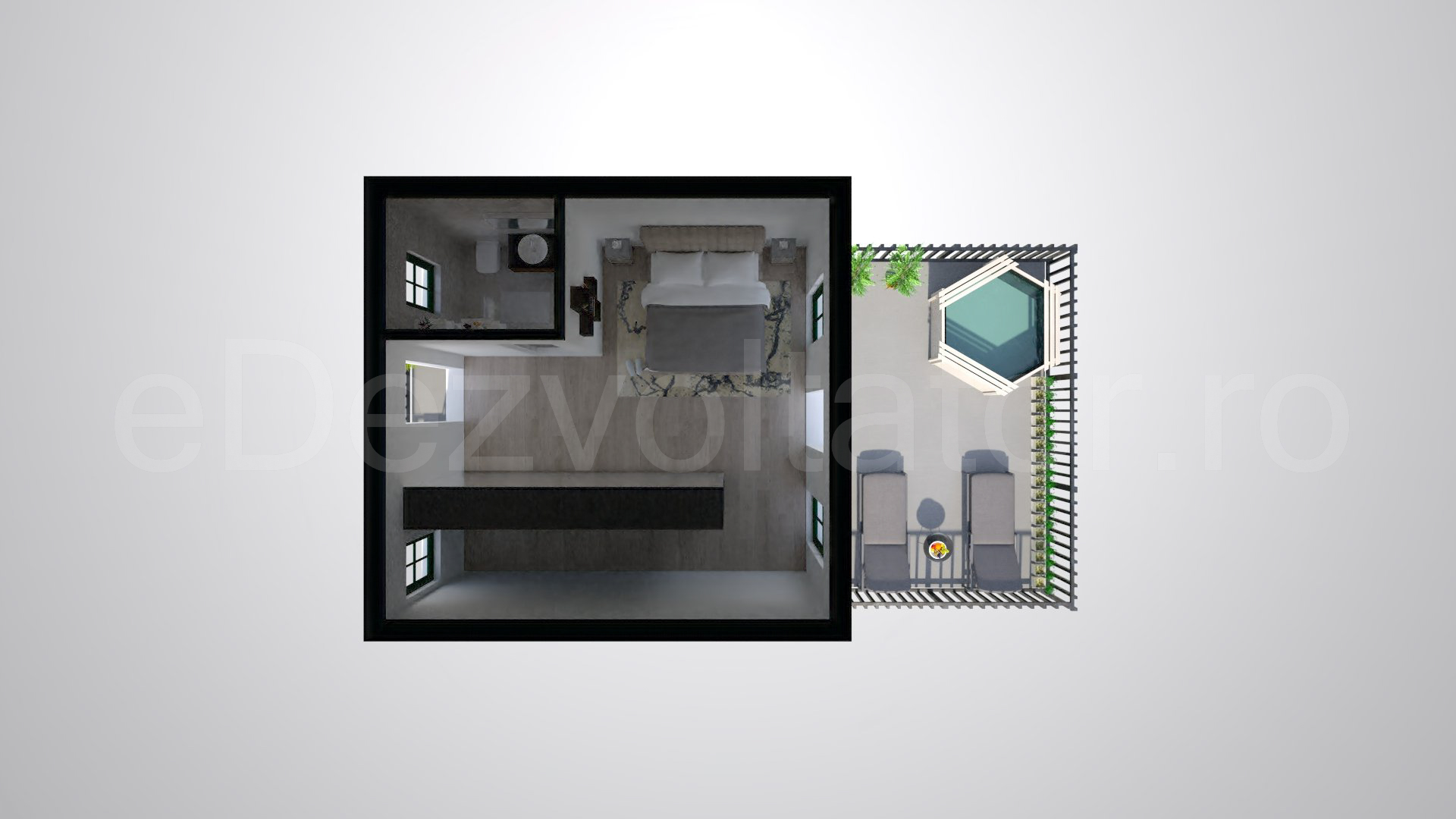 Simulare iluminat natural mansardă - Vila duplex cu un etaj și mansardă 165 mp DaVinci Residence