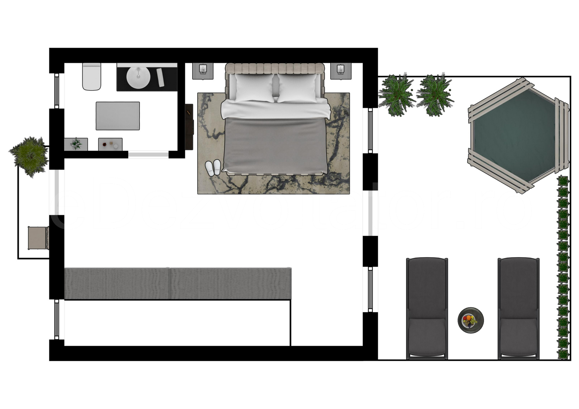 Proiecție 2D mansardă Vila duplex cu un etaj și mansardă 165 mp DaVinci Residence