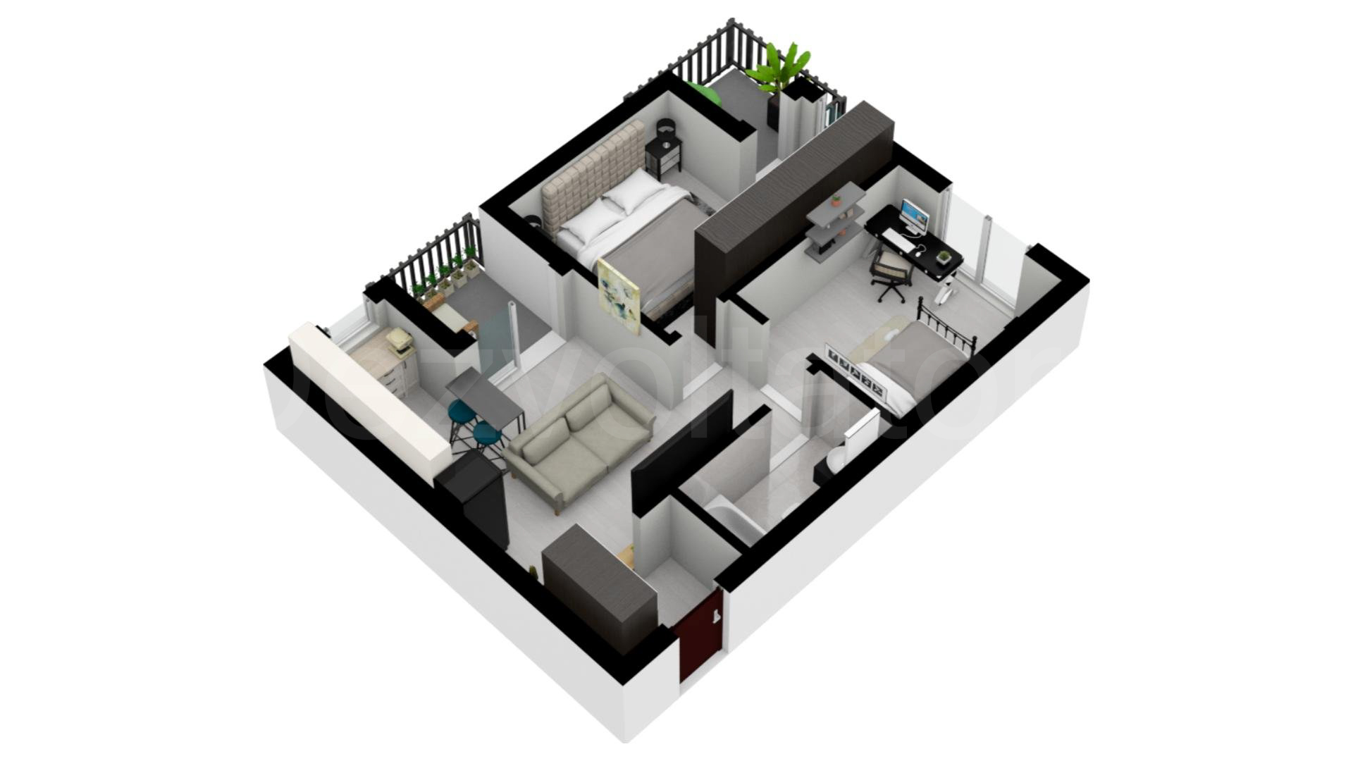 Proiecție 3D Apartament 3 Camere 53mp Complex Lara
