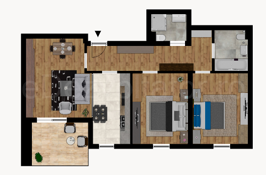 Proiecție 2D Apartament 3 camere 85 mp Aqua City 
