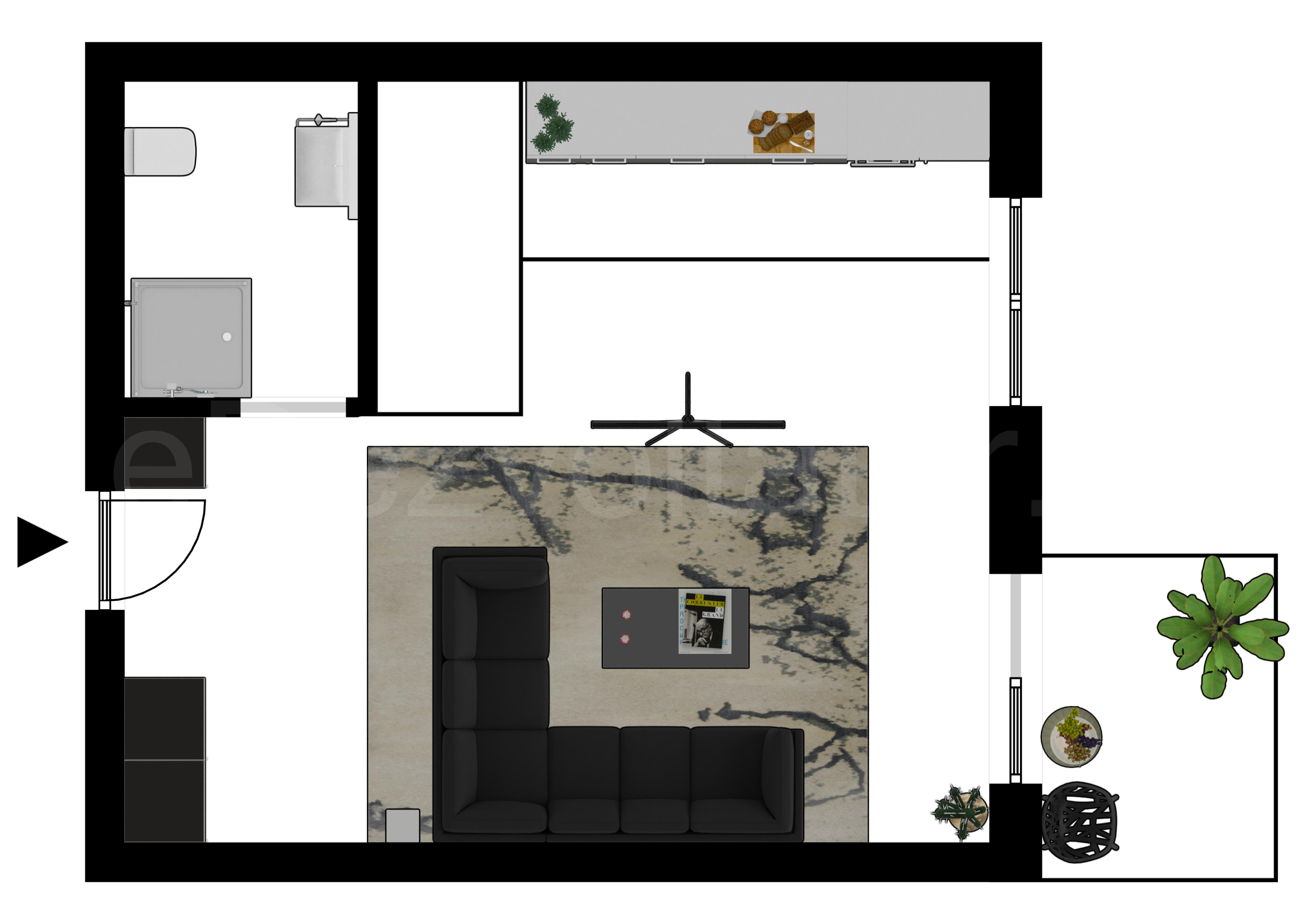 Proiecție 2D Apartament 3 camere 87 mp Parcului 20 