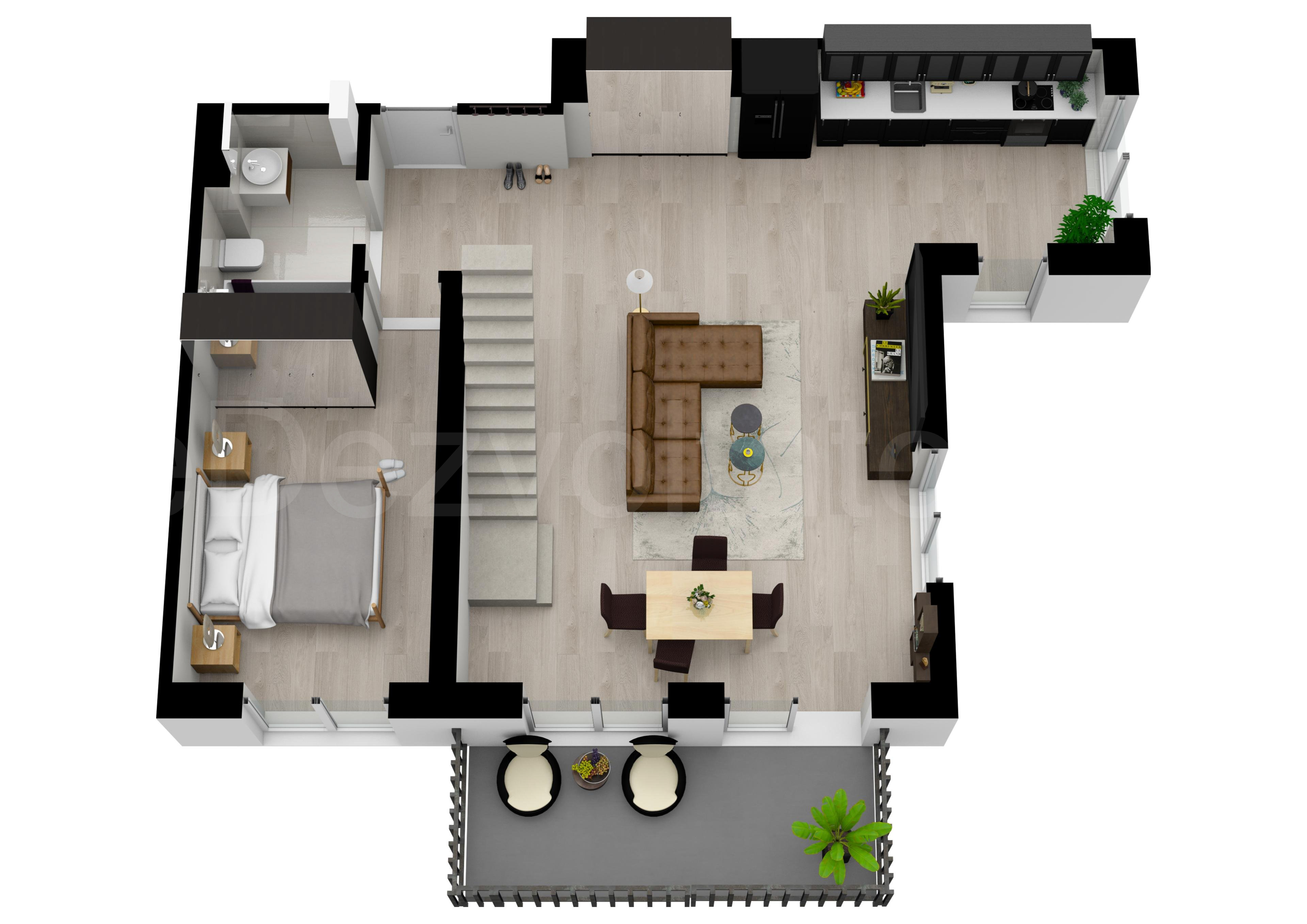 Proiecție 3D Apartament 5 camere 140 mp Parcului 20