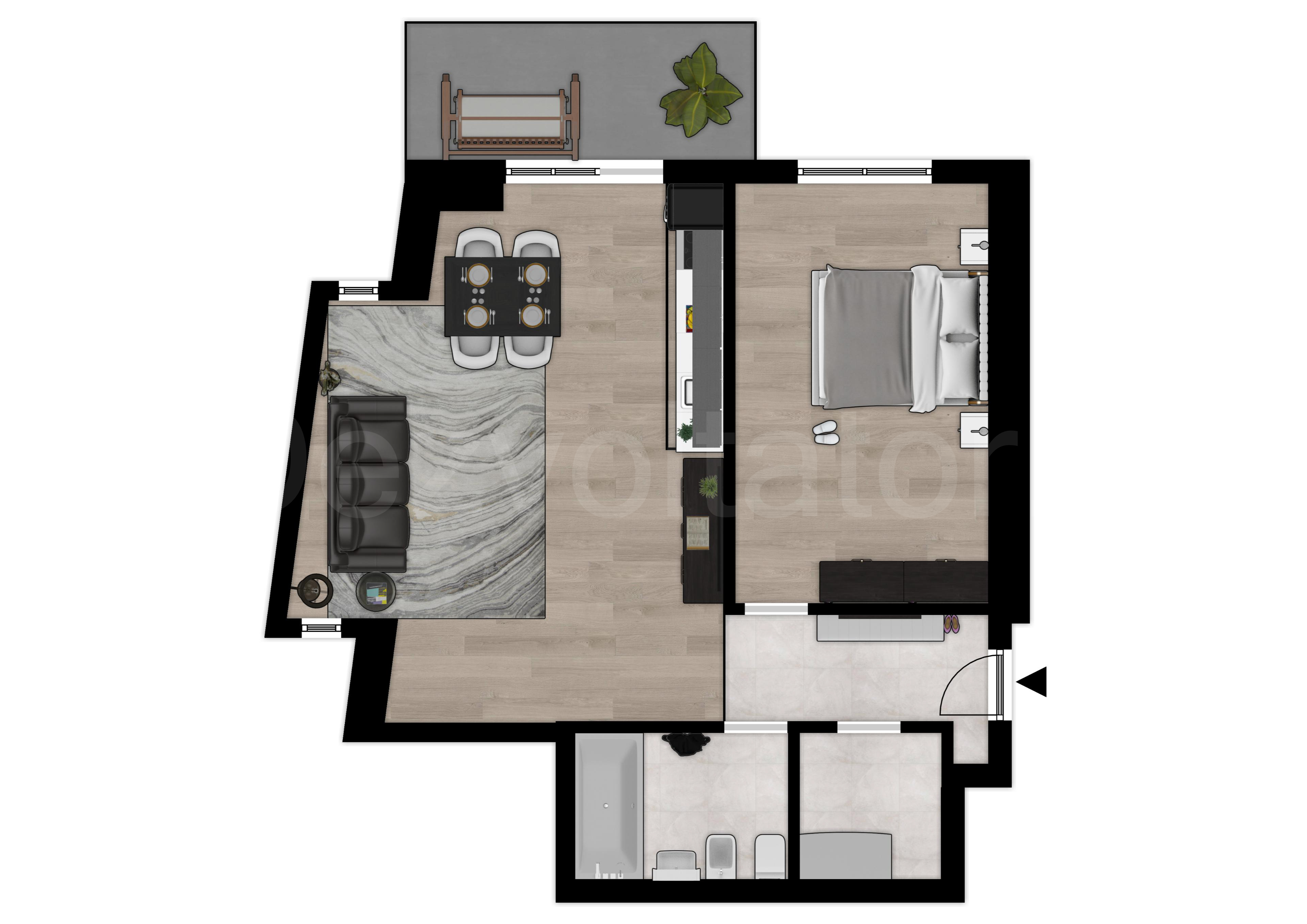 Proiecție 2D Apartament 2 camere 70 mp Metropolitan Viilor 
