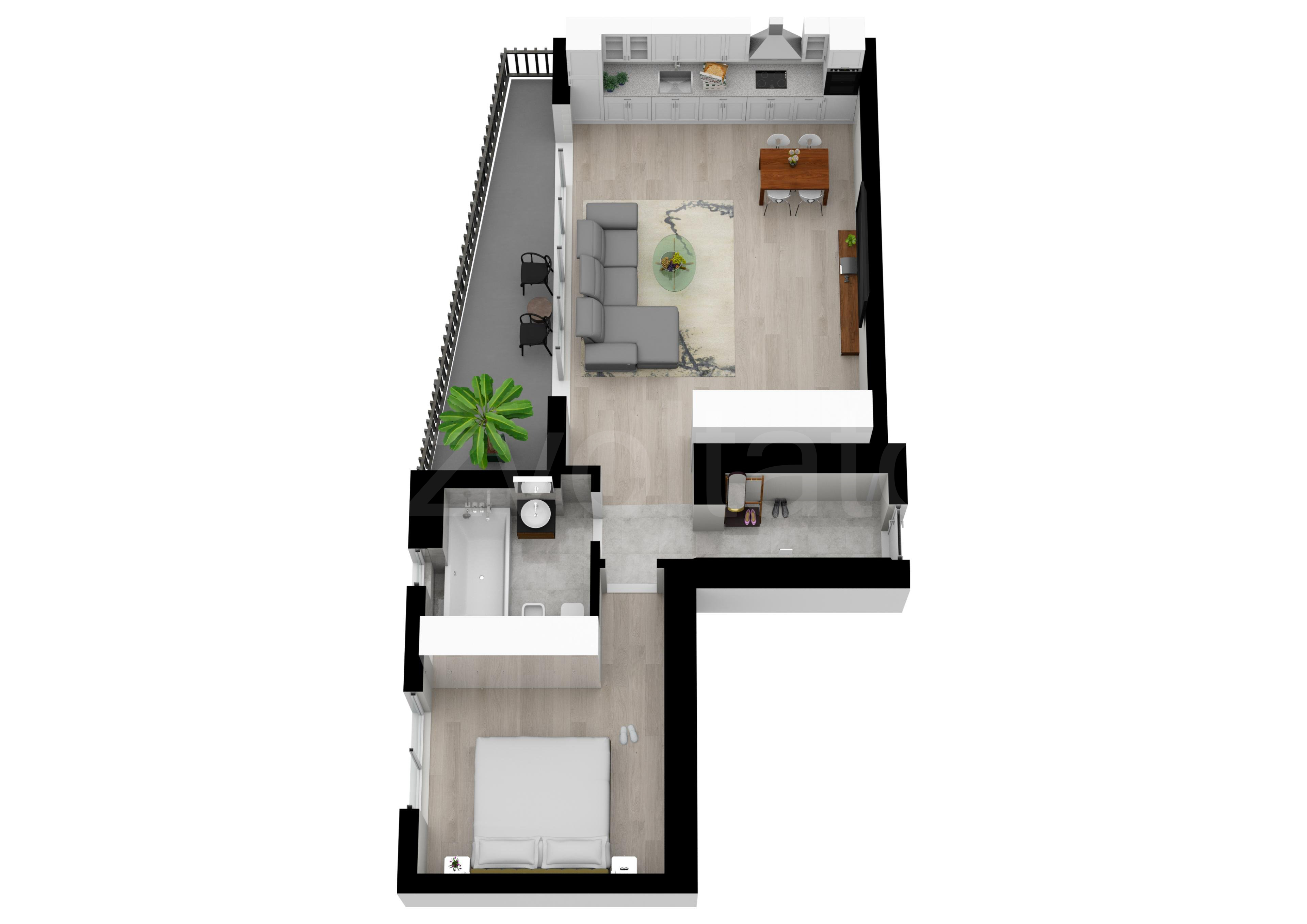 Proiecție 3D Apartament 2 camere 70 mp Metropolitan Viilor