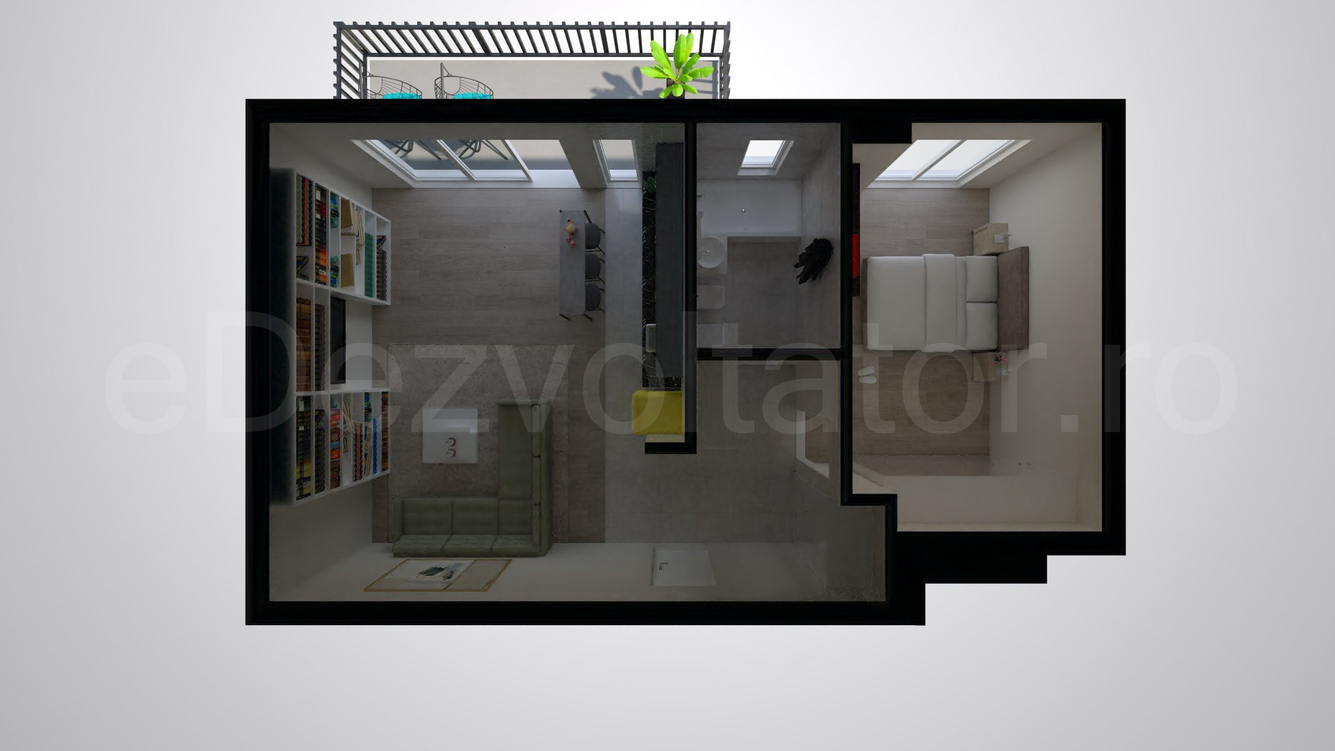 Simulare iluminat natural  Apartament 2 camere 68 mp Metropolitan Viilor