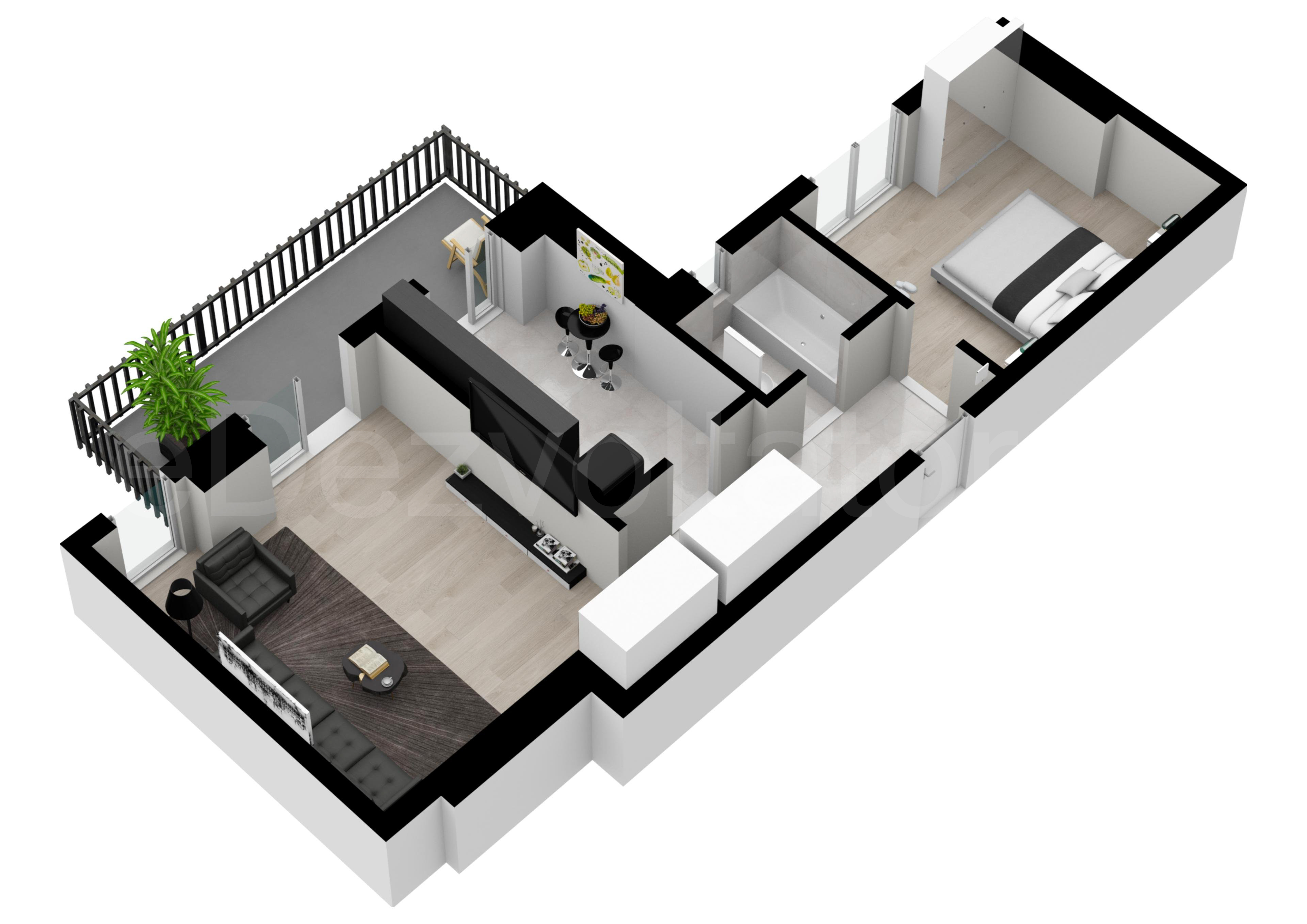 Apartament 2 Camere 73mp Metropolitan Viilor Proiecție 3D 