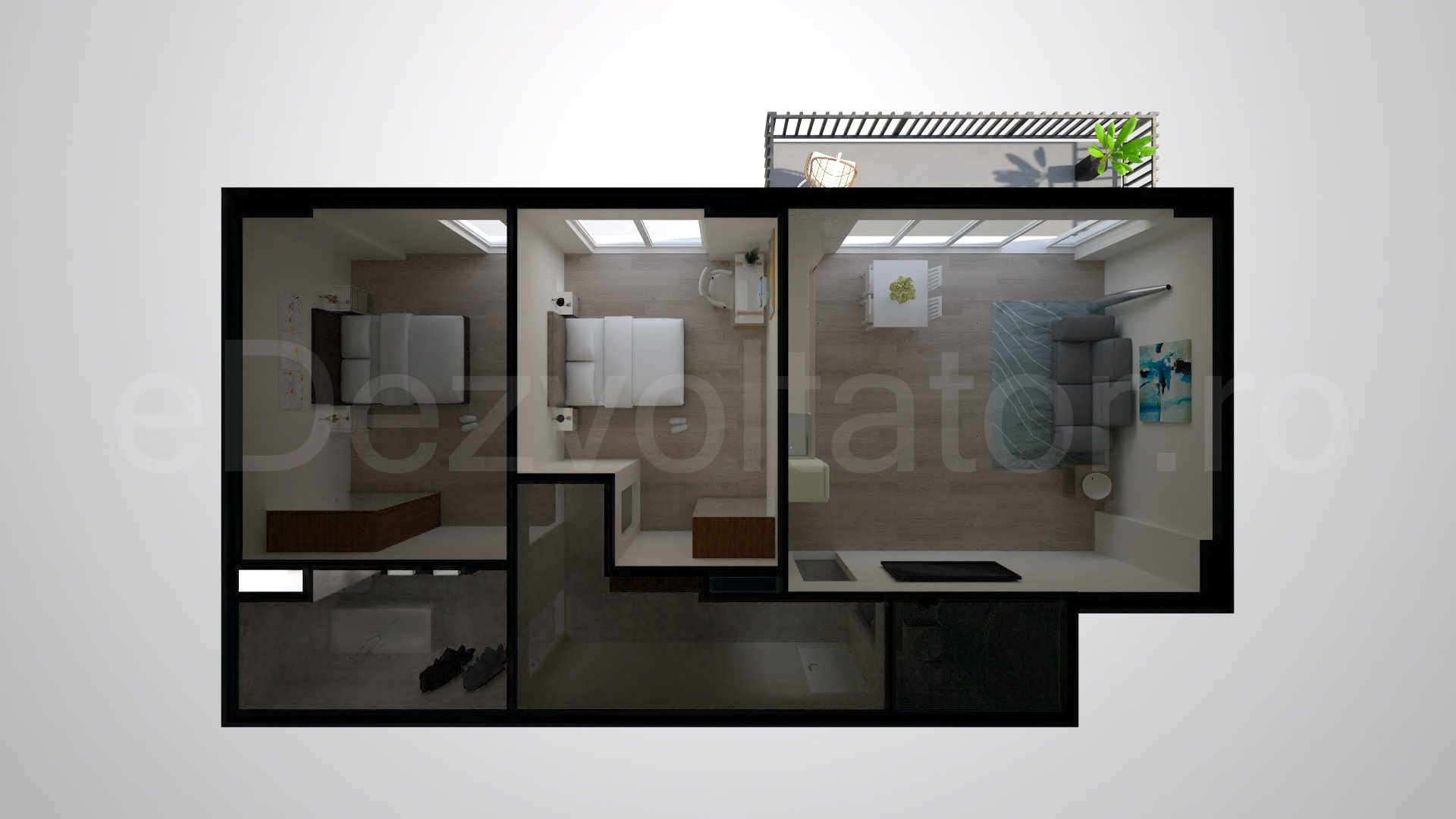 Simulare iluminat natural  Apartament 3 Camere 95mp Metropolitan Viilor