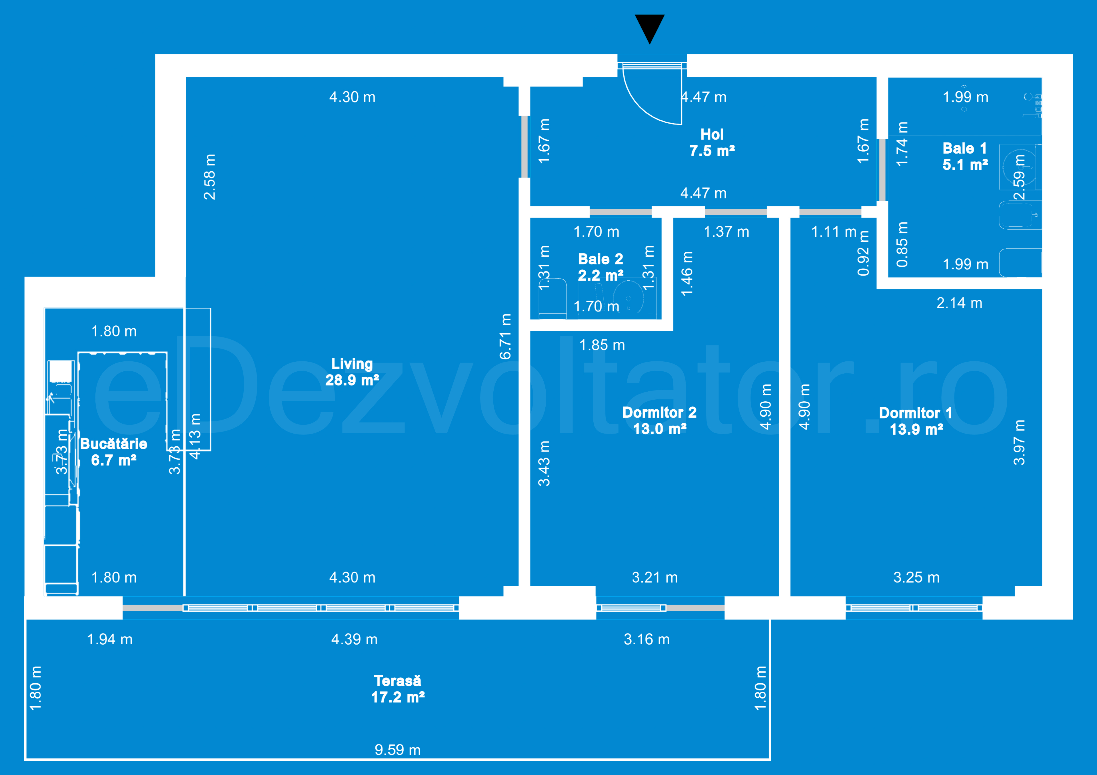 Desen Tehnic Apartament 3 camere 95 mp Metropolitan Viilor