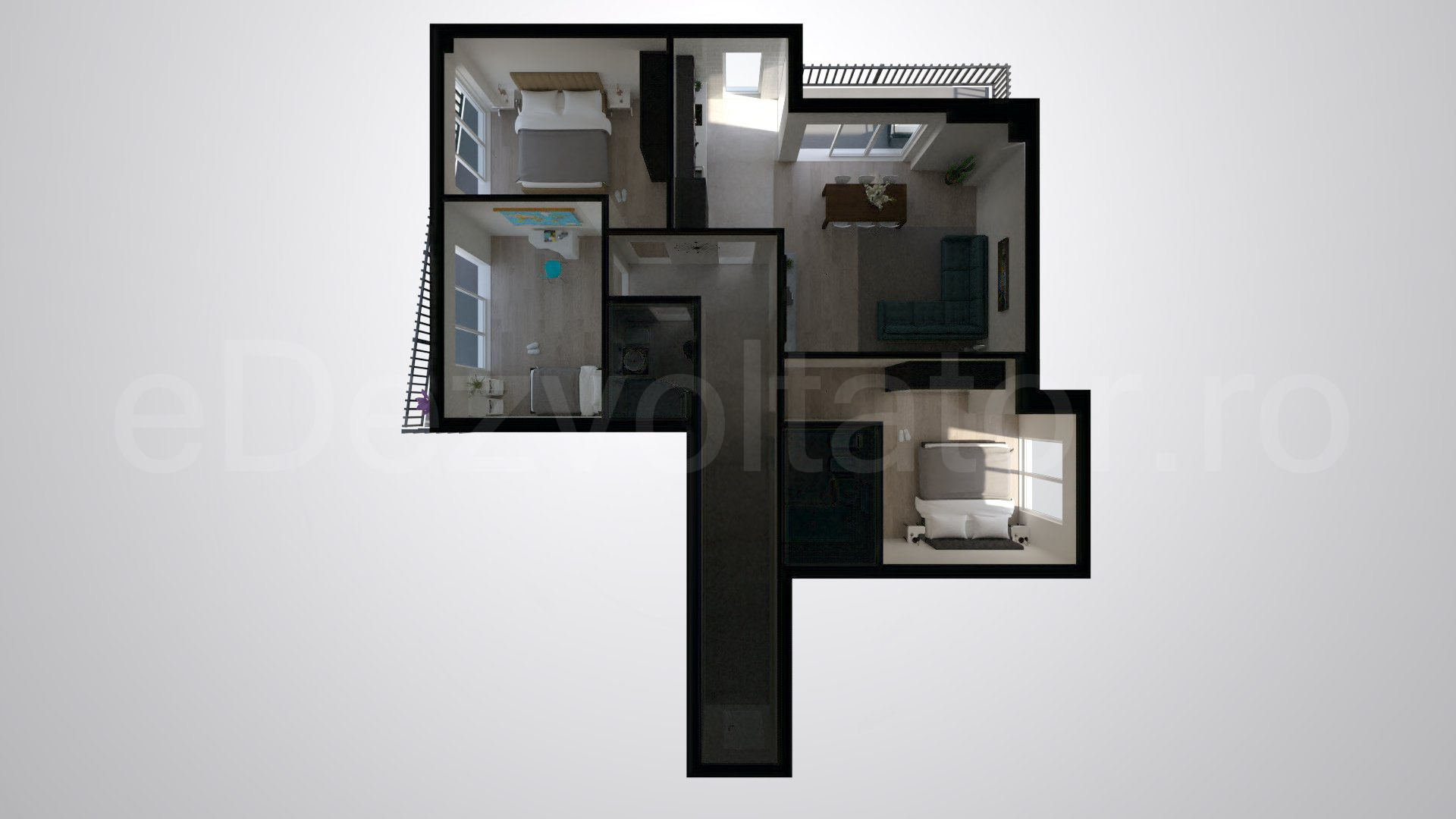 Simulare iluminat natural  Apartament 4 Camere 119mp Metropolitan Viilor