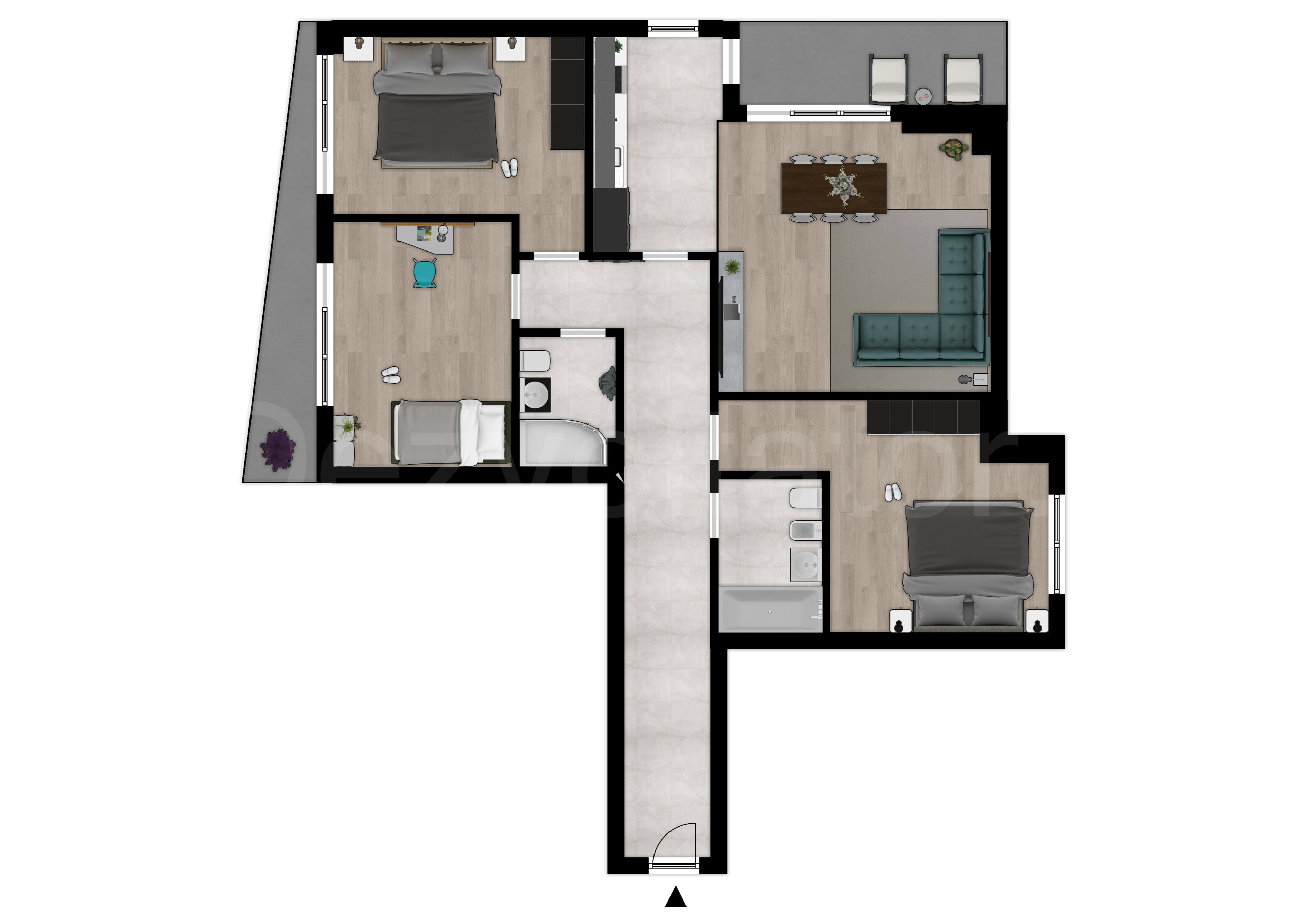 Proiecție 2D Apartament 4 Camere 119mp Metropolitan Viilor 