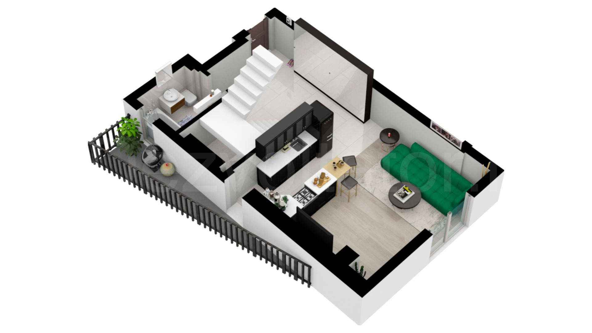 Proiecție 3D Apartament 2 Camere 137mp Metropolitan Viilor