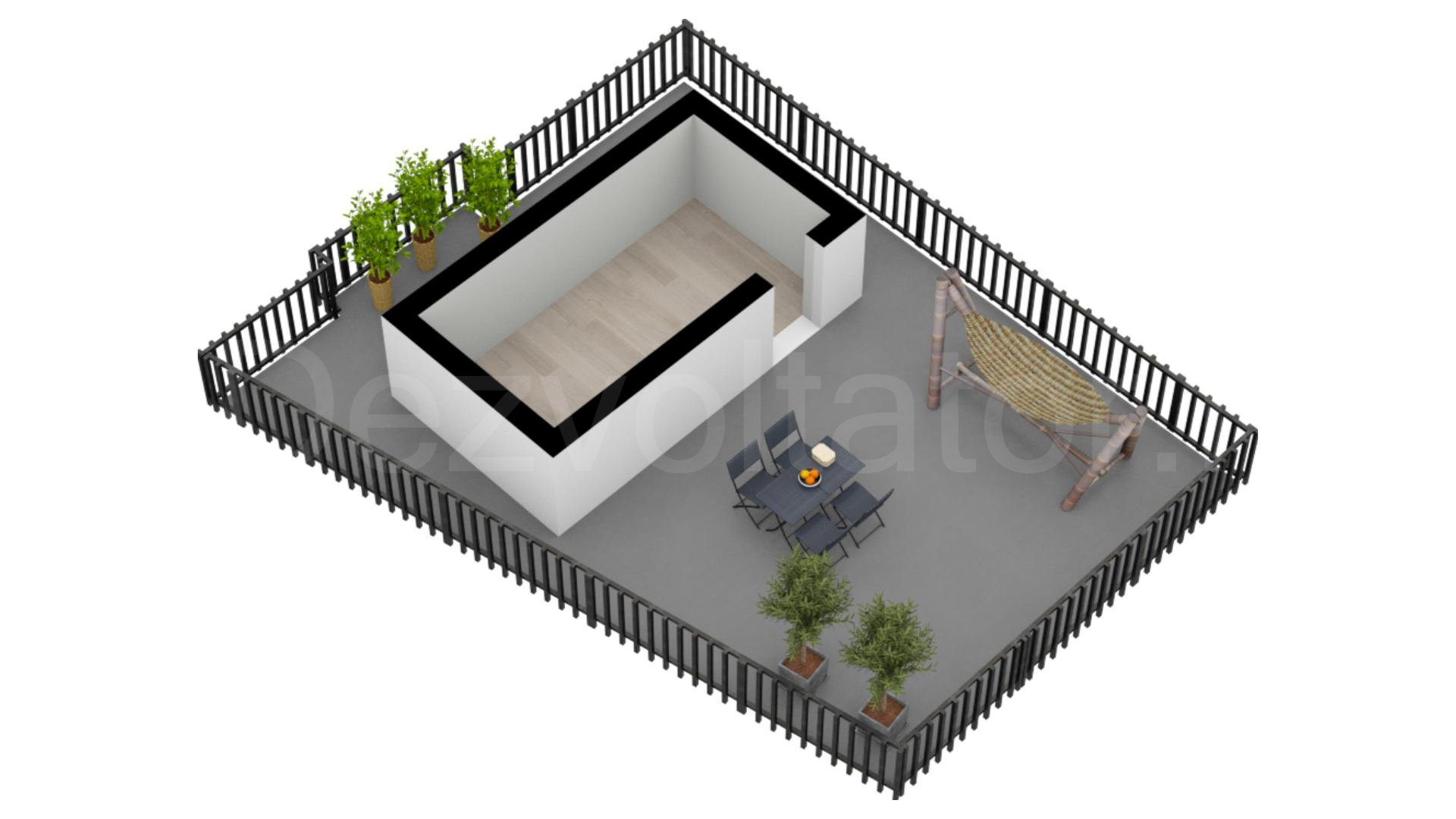 Proiecție 3D etaj 2 Apartament 2 Camere 137mp Metropolitan Viilor