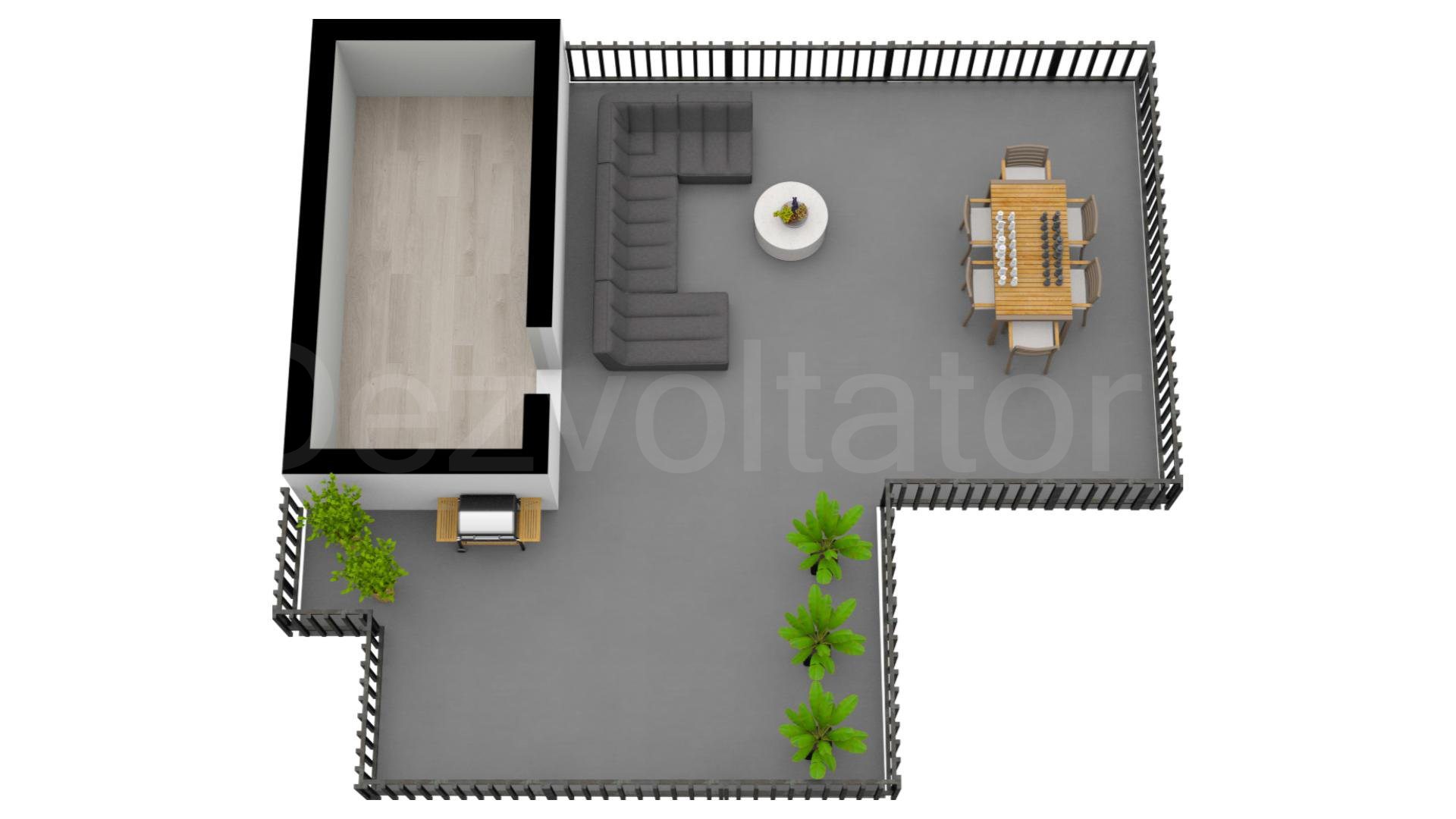 Proiecție 3D etaj 2 Apartament 3 Camere 189mp Metropolitan Viilor