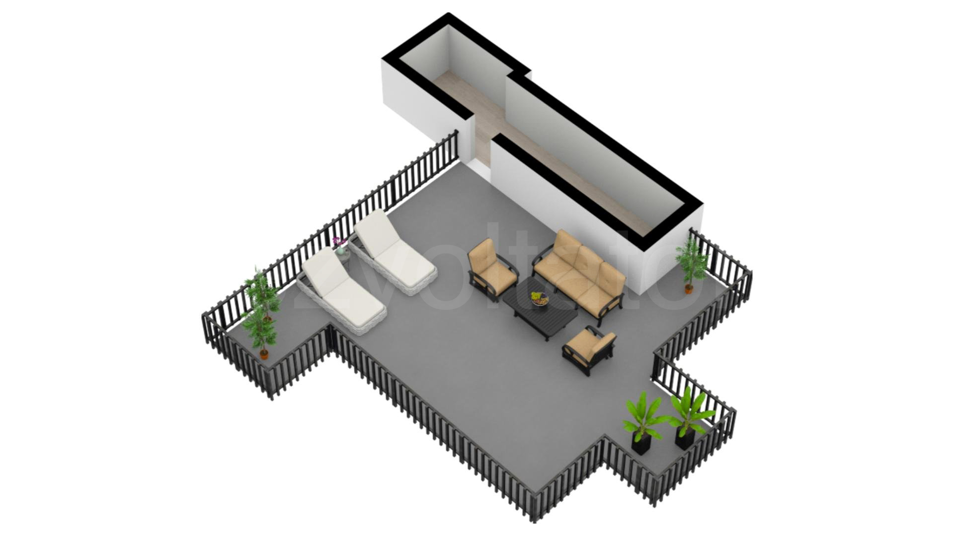 Proiecție 3D etaj 2 Apartament 3 Camere 154mp Metropolitan Viilor
