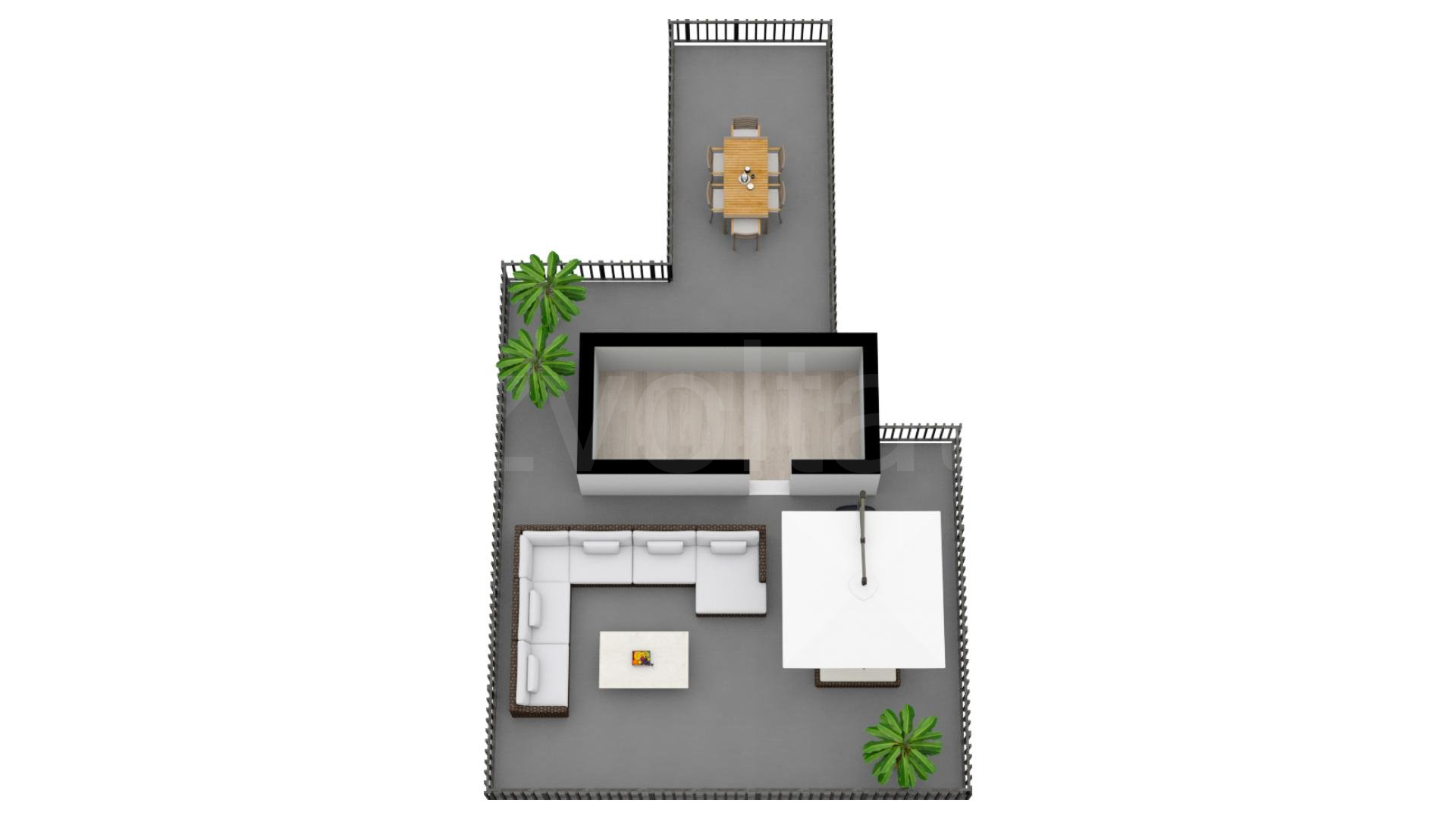 Proiecție 3D etaj 2 Apartament 4 Camere 237mp Metropolitan Viilor