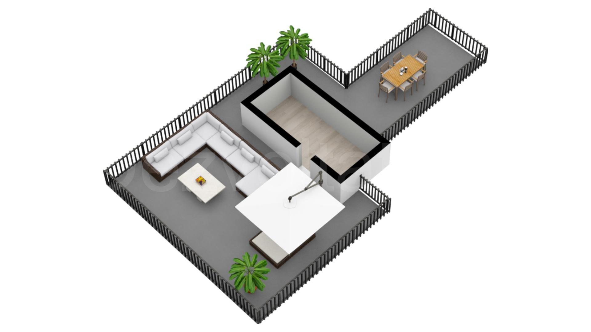 Proiecție 3D etaj 2 Apartament 4 Camere 237mp Metropolitan Viilor