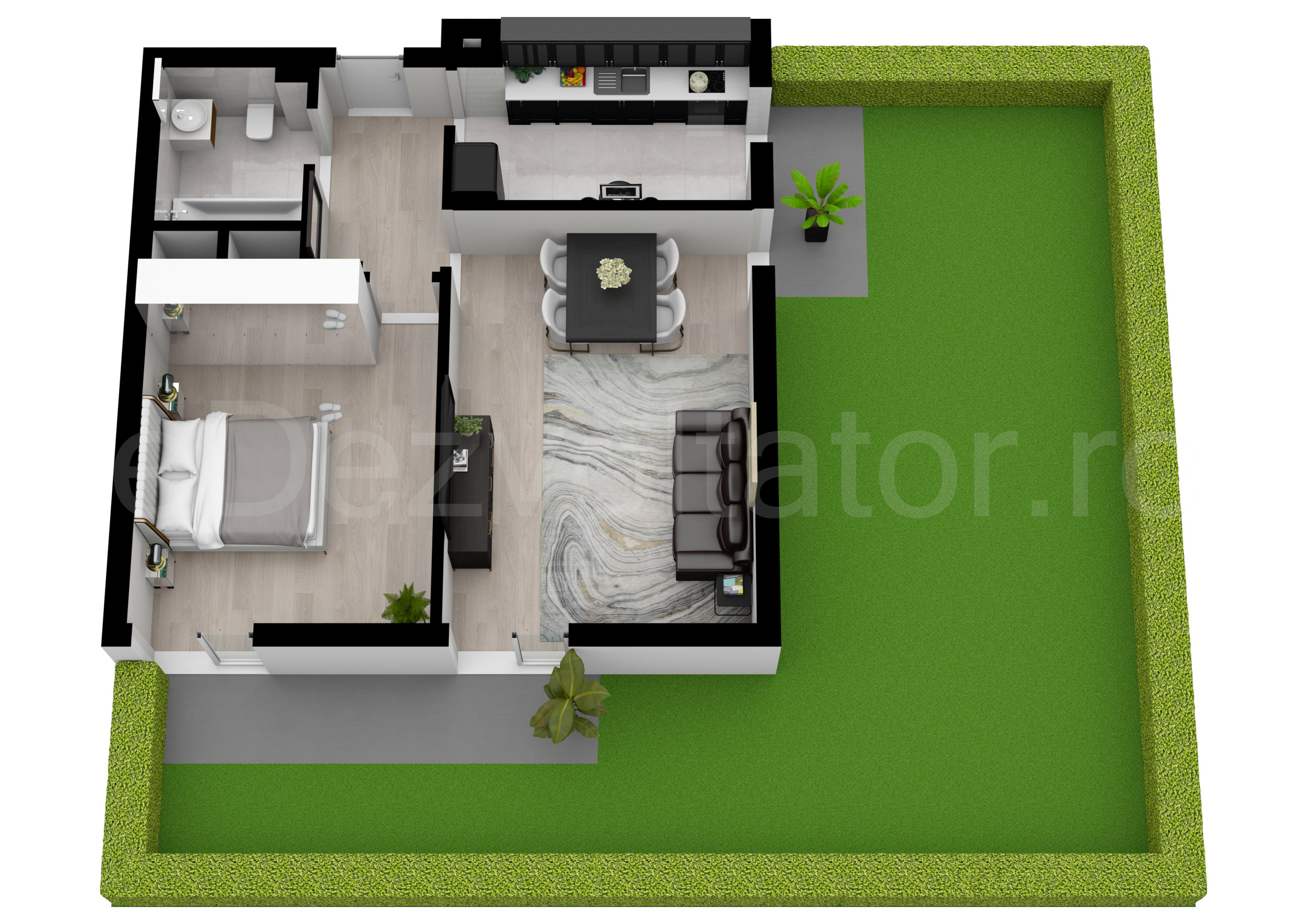Proiecție 3D Apartament 2 camere 68 mp Forest On Residence