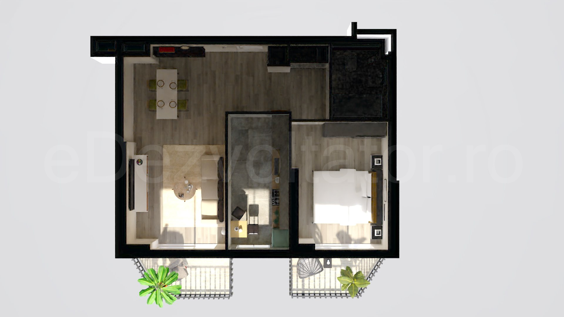 Simulare iluminat natural  Apartament 2 camere 71 mp Herastrau Parkview