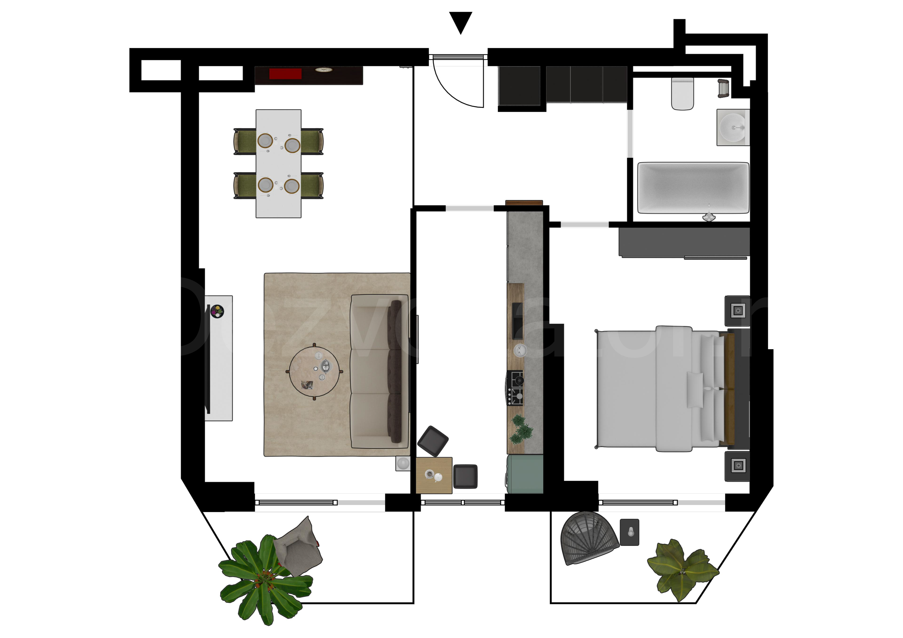 Proiecție 2D Apartament 2 camere 71 mp Herastrau Parkview 