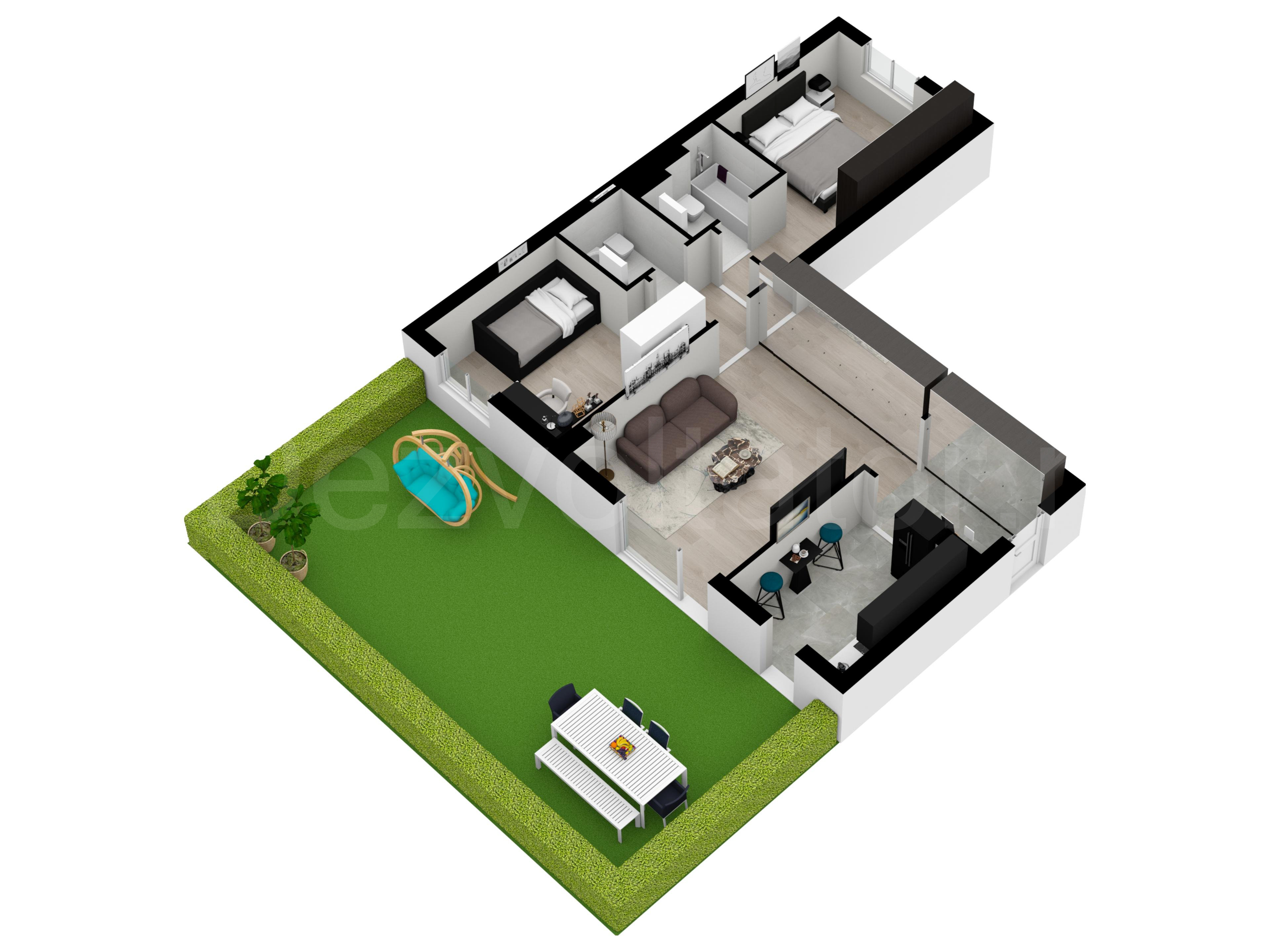 Proiecție 3D Apartament 3 camere 129 mp Timisoara 103 Residence