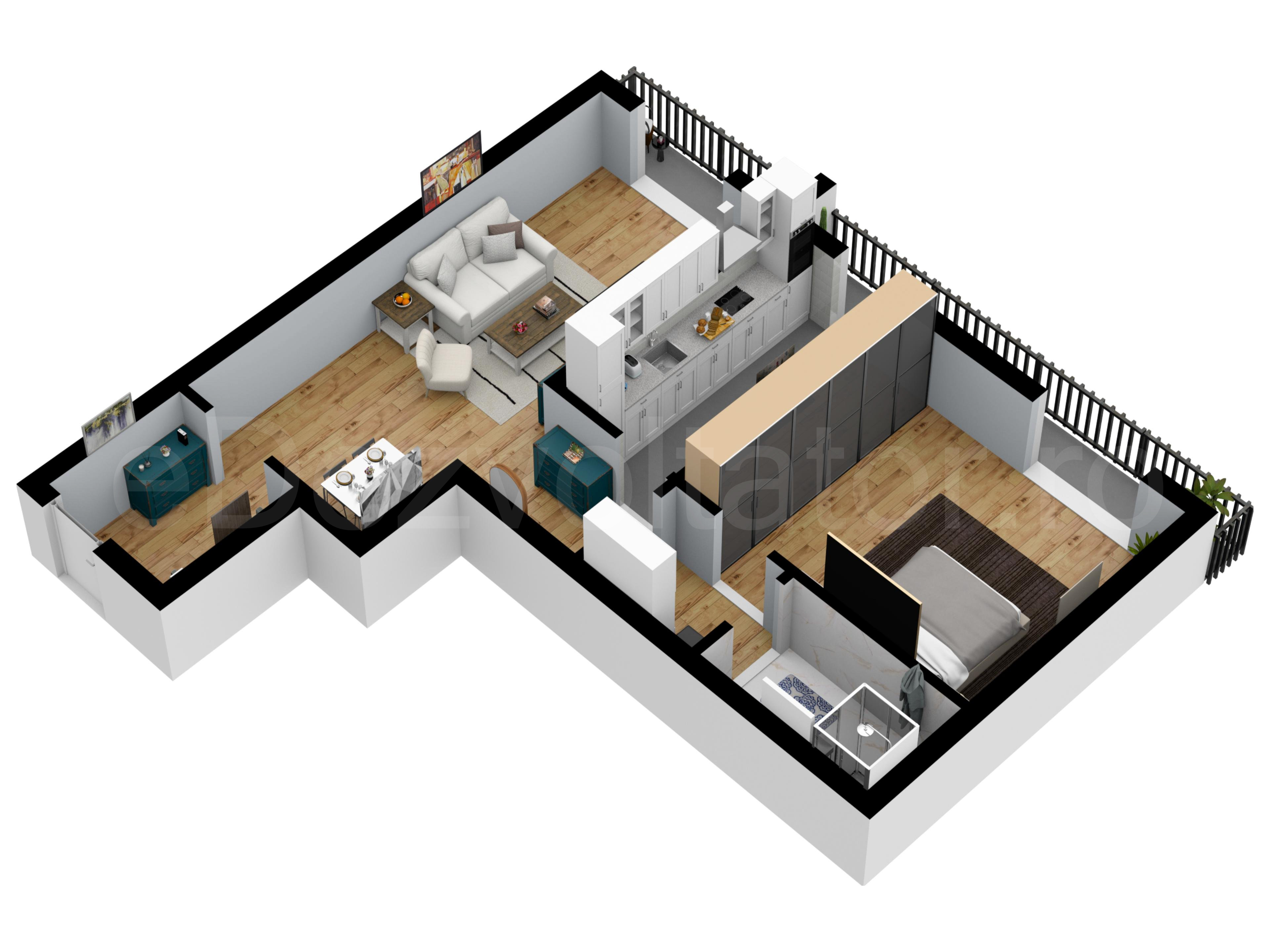 Apartament 2 Camere 76mp Win Herastrau Proiecție 3D 