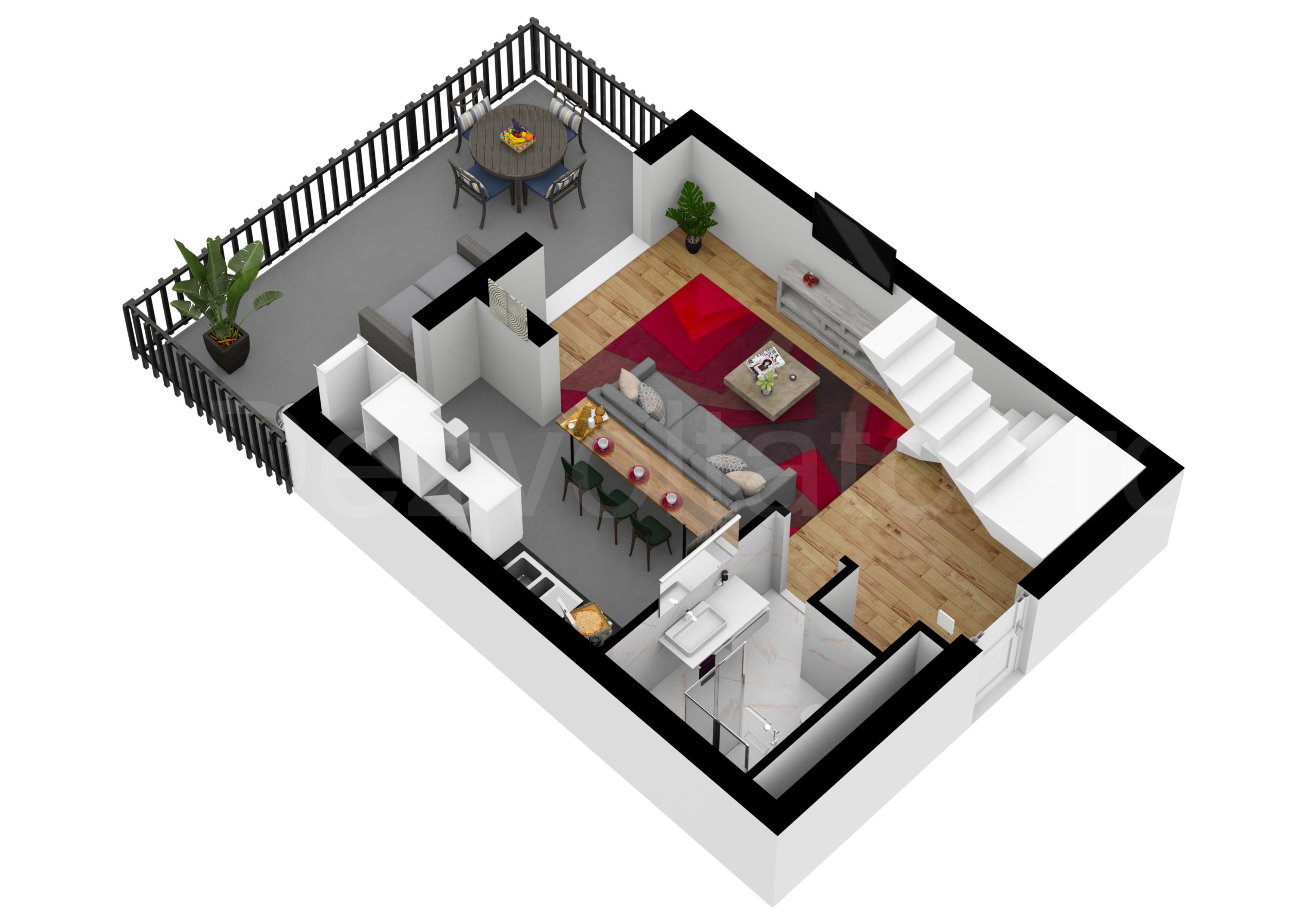 Proiecție 3D Apartament 3 Camere 96mp Win Herastrau