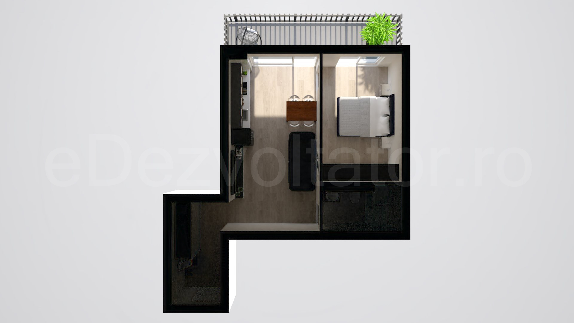 Simulare iluminat natural  Apartament 2 camere 50 mp Marmura Residence