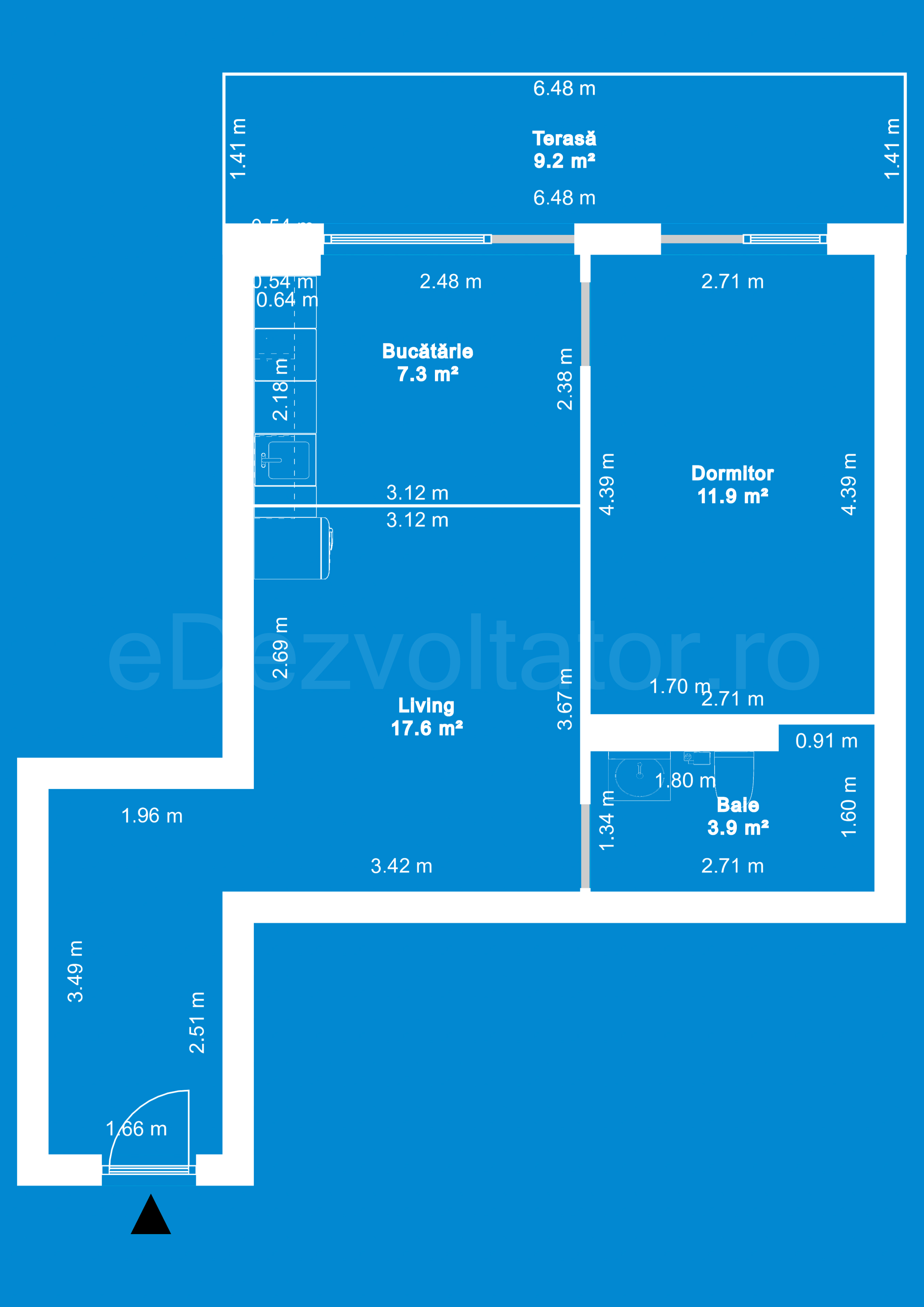 Desen Tehnic Apartament 2 camere 50 mp Marmura Residence