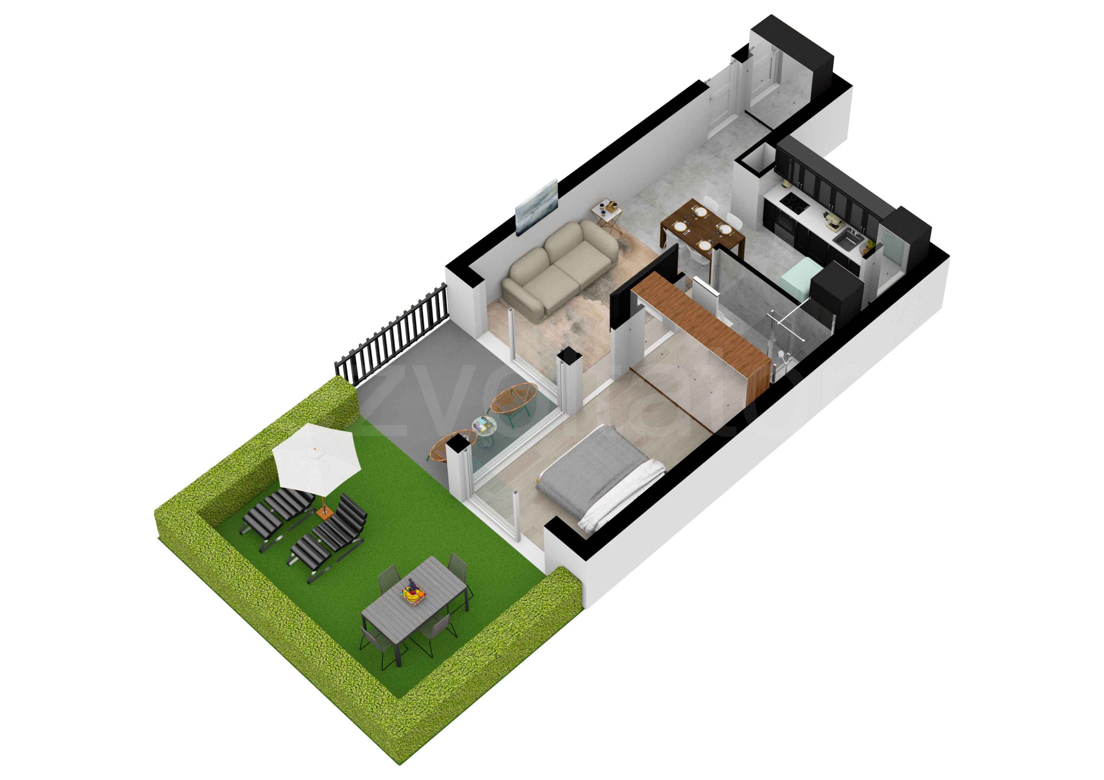 Apartament 2 Camere 77mp Marmura Residence Proiecție 3D 