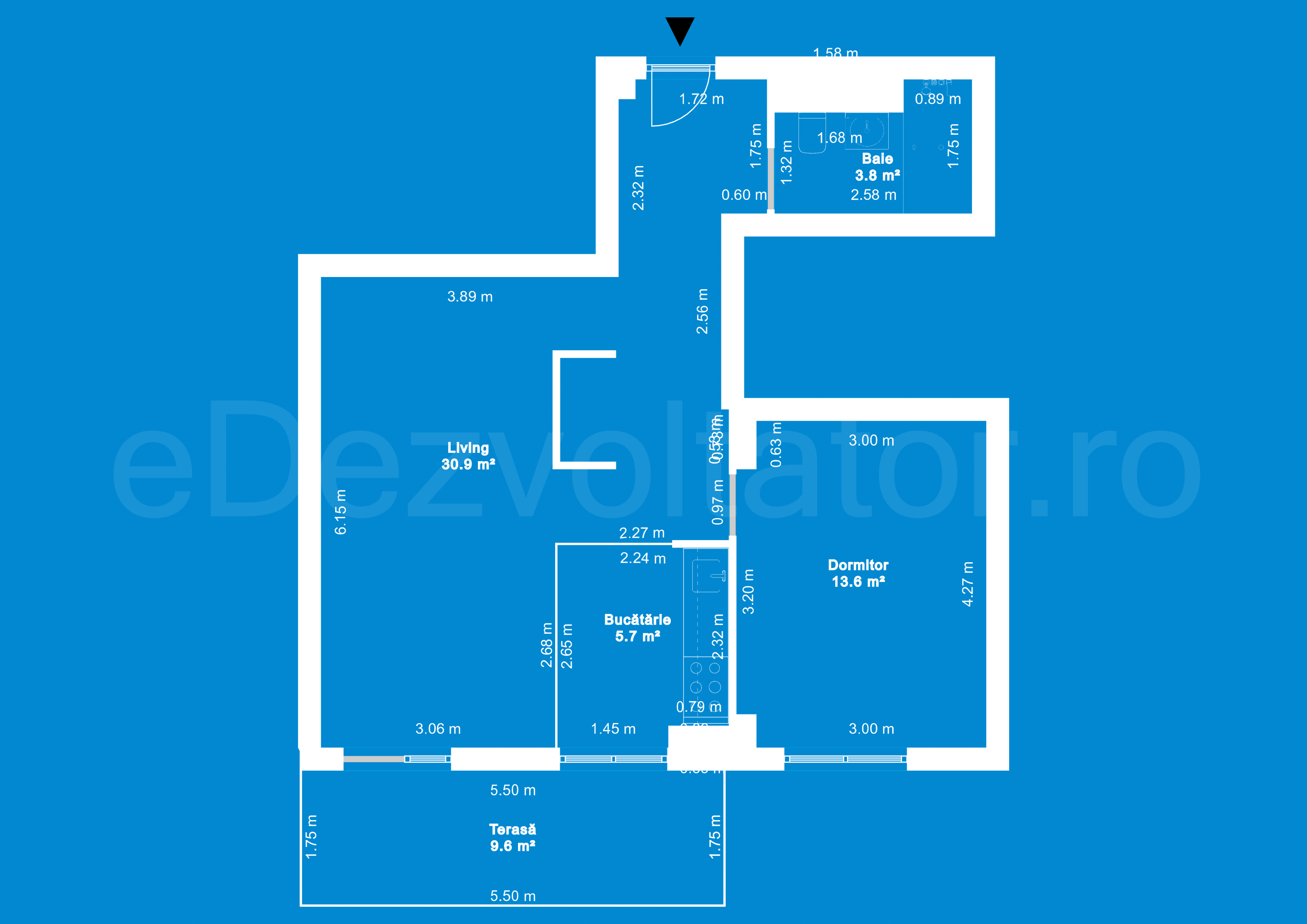 Desen Tehnic Apartament 2 camere 64 mp Marmura Residence