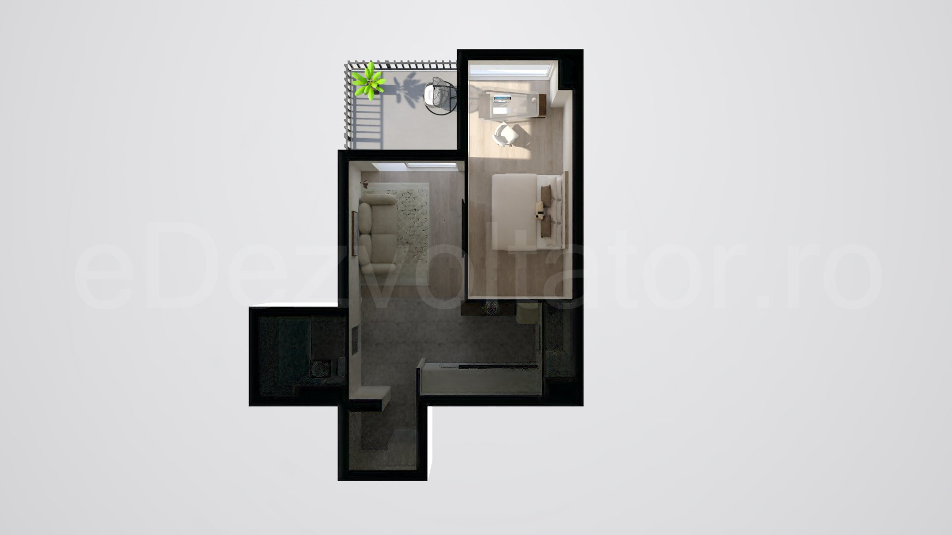 Simulare iluminat natural  Apartament 2 Camere 58mp Marmura Residence
