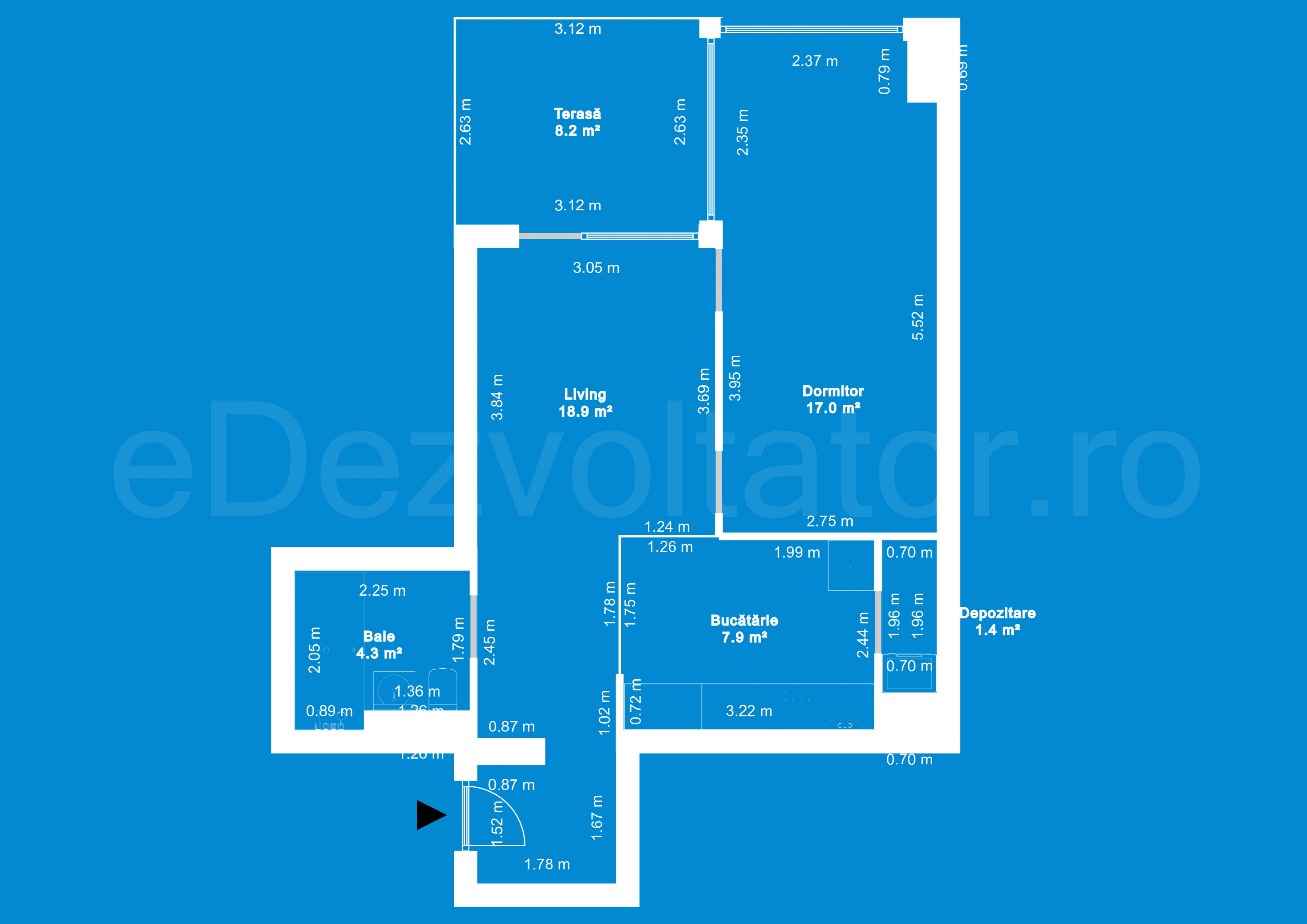 Desen Tehnic Apartament 2 camere 58 mp Marmura Residence