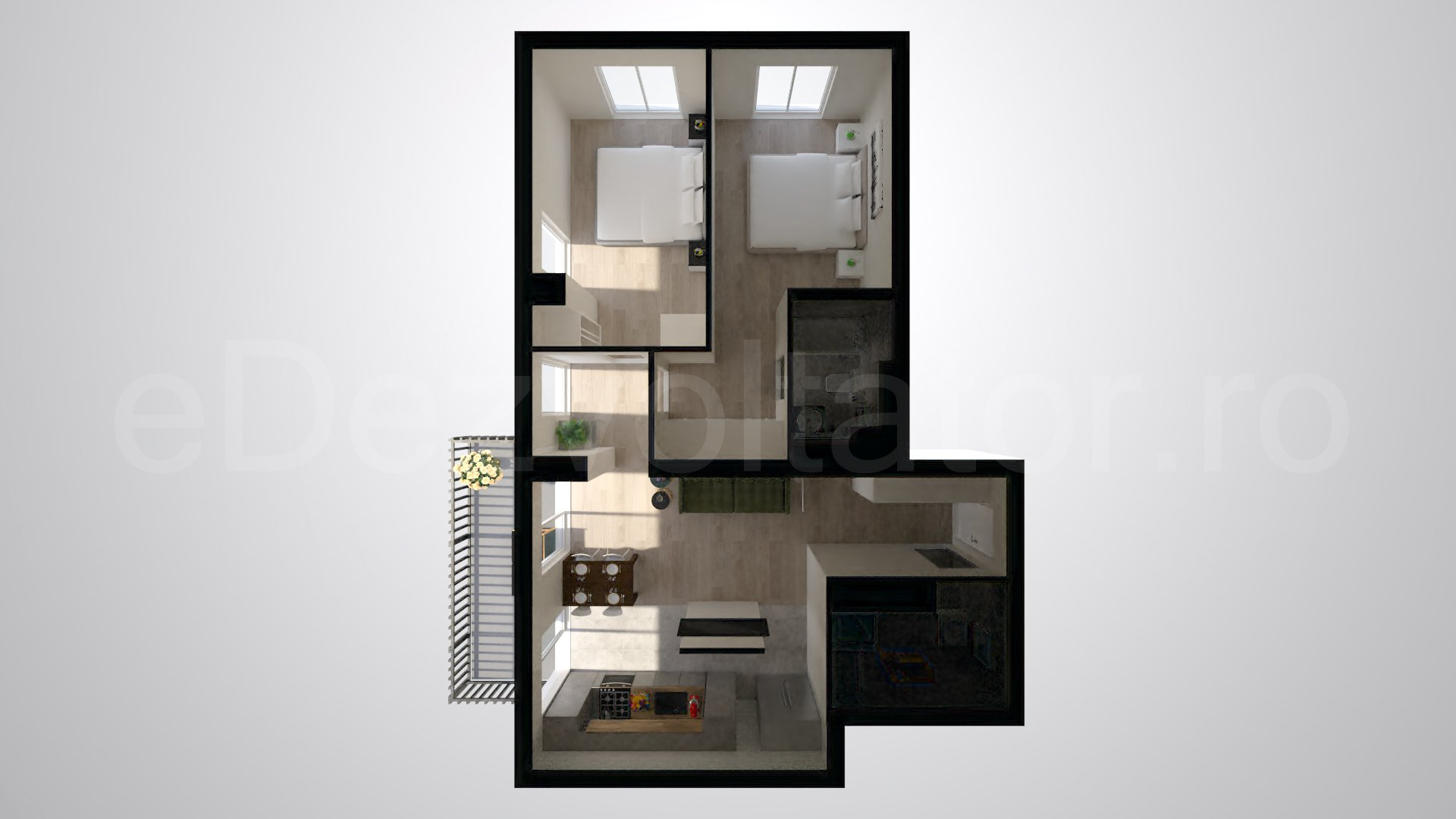 Simulare iluminat natural  Apartament 3 Camere 78mp Marmura Residence