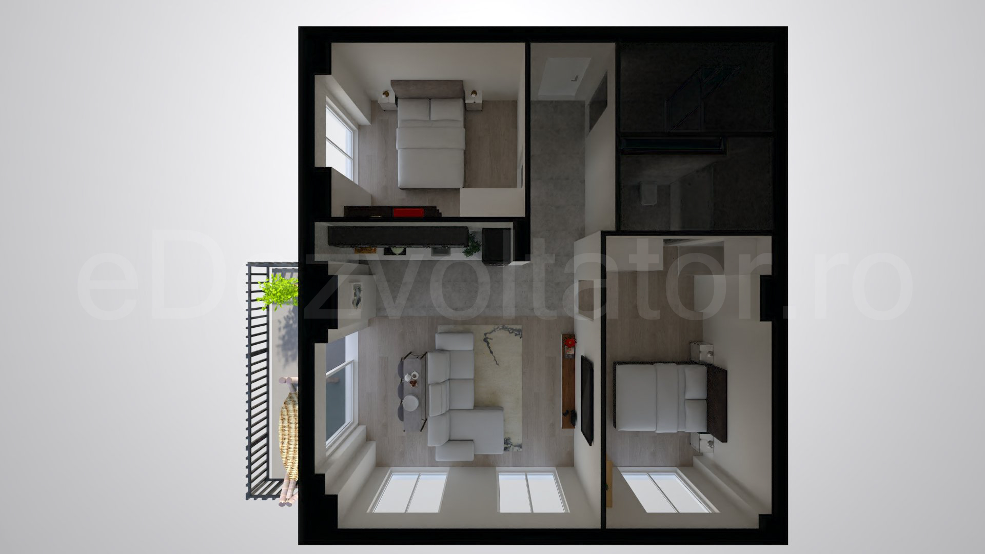 Simulare iluminat natural  Apartament 3 Camere 76mp Marmura Residence