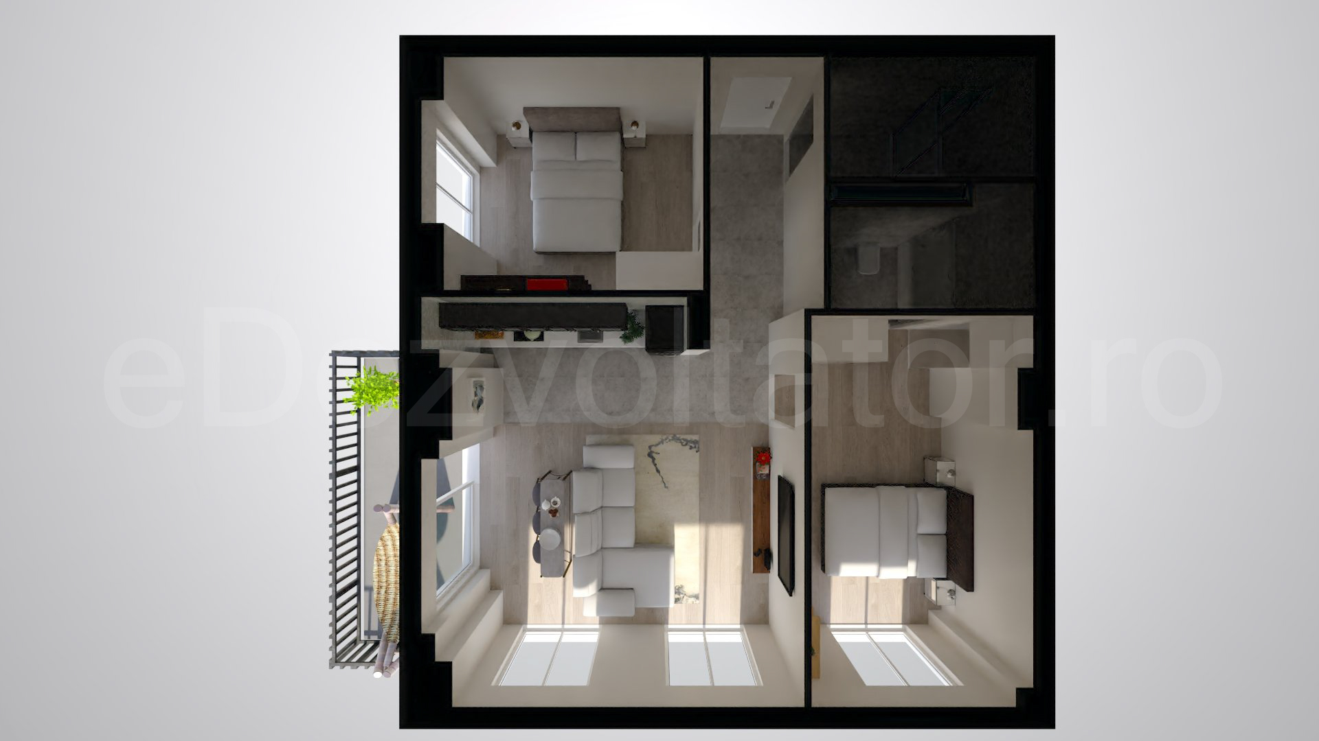 Simulare iluminat natural  Apartament 3 Camere 76mp Marmura Residence