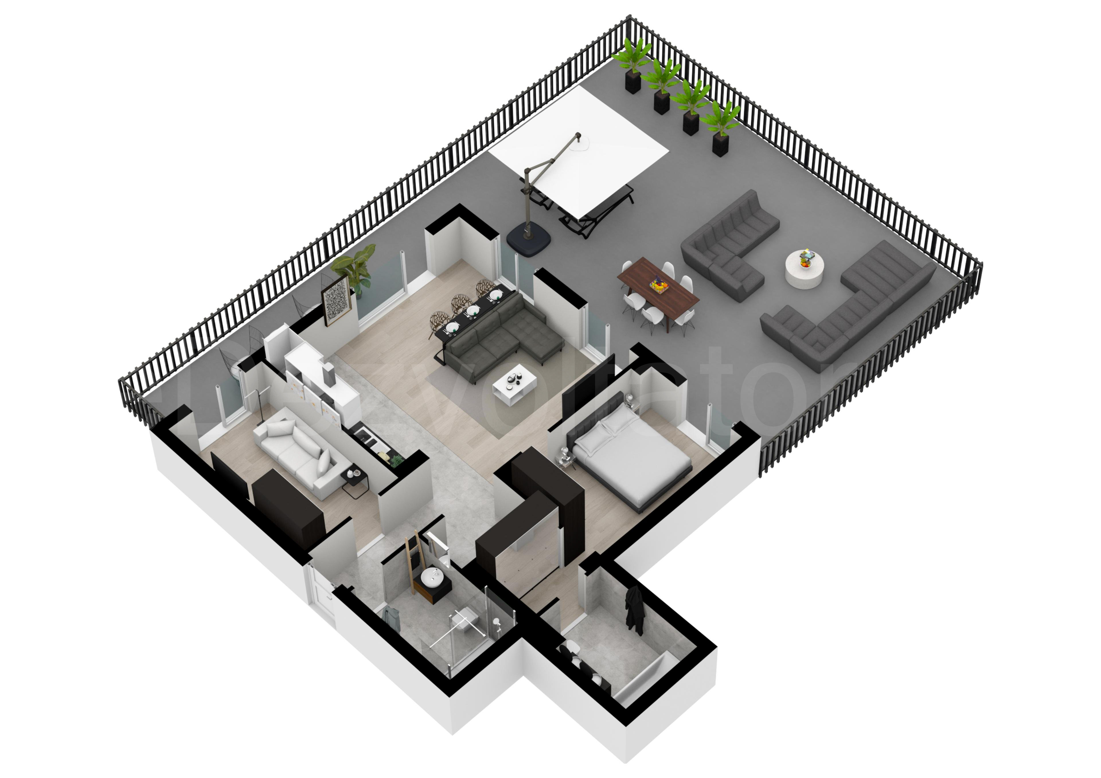 Apartament 3 Camere 179mp Marmura Residence Proiecție 3D 