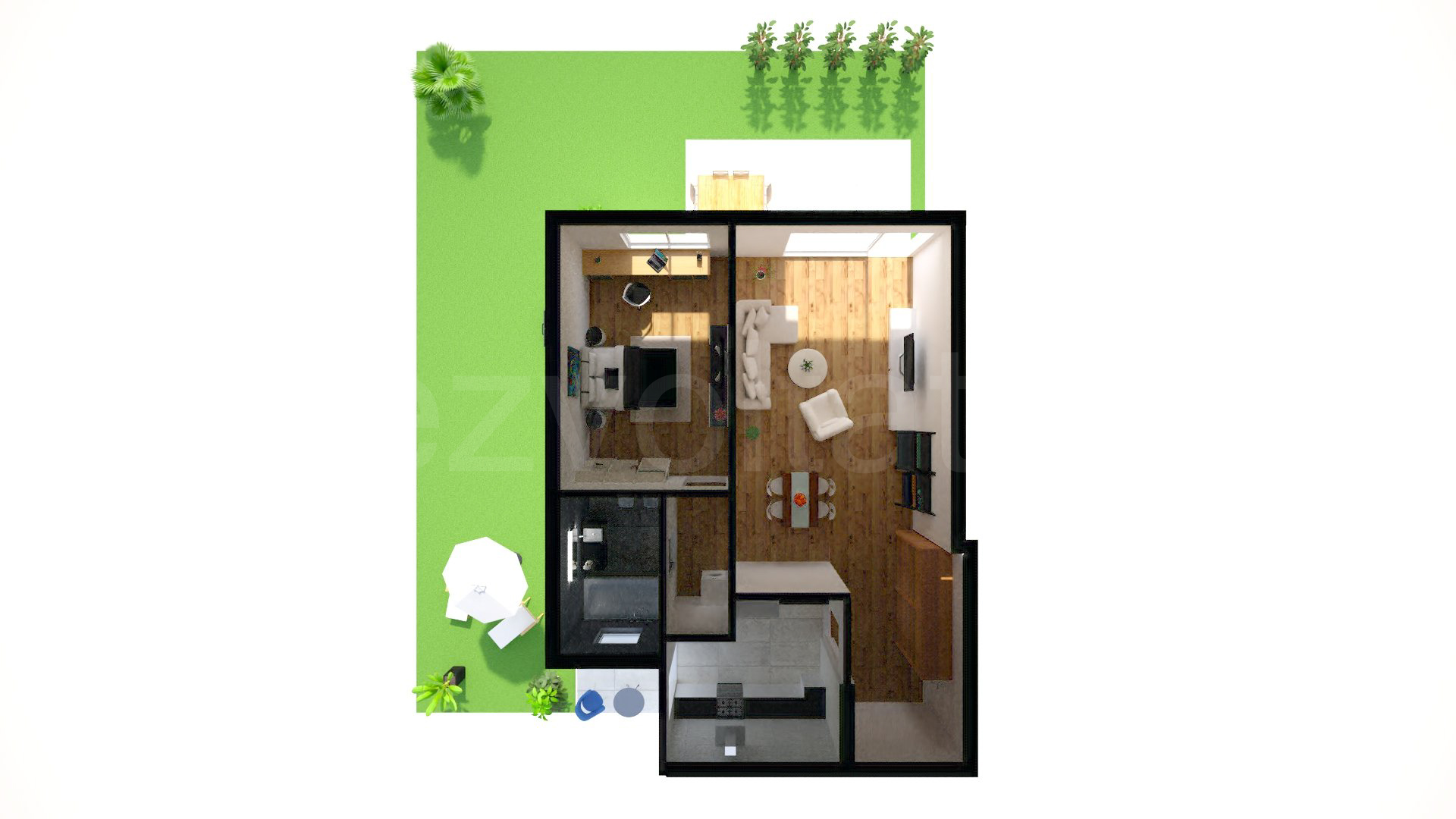 Simulare iluminat natural  Apartament 2 Camere 168mp Green Park Herastrau Residence