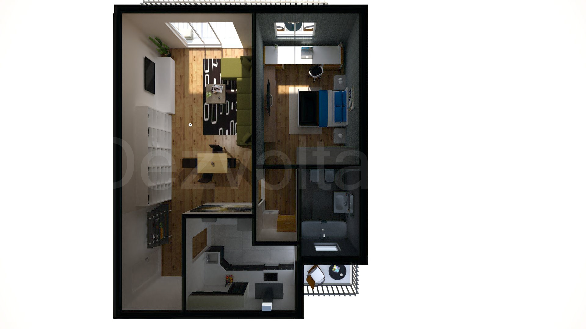 Simulare iluminat natural  Apartament 2 camere 81 mp Green Park Residence