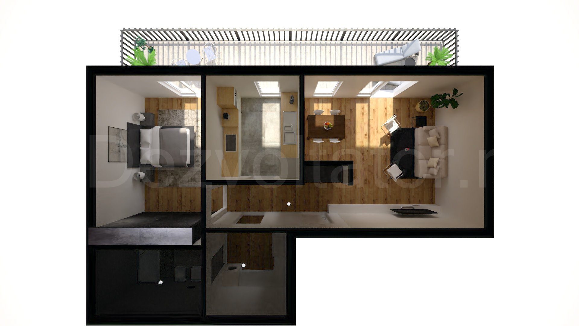 Simulare iluminat natural  Apartament 2 Camere 85mp Green Park Herastrau Residence