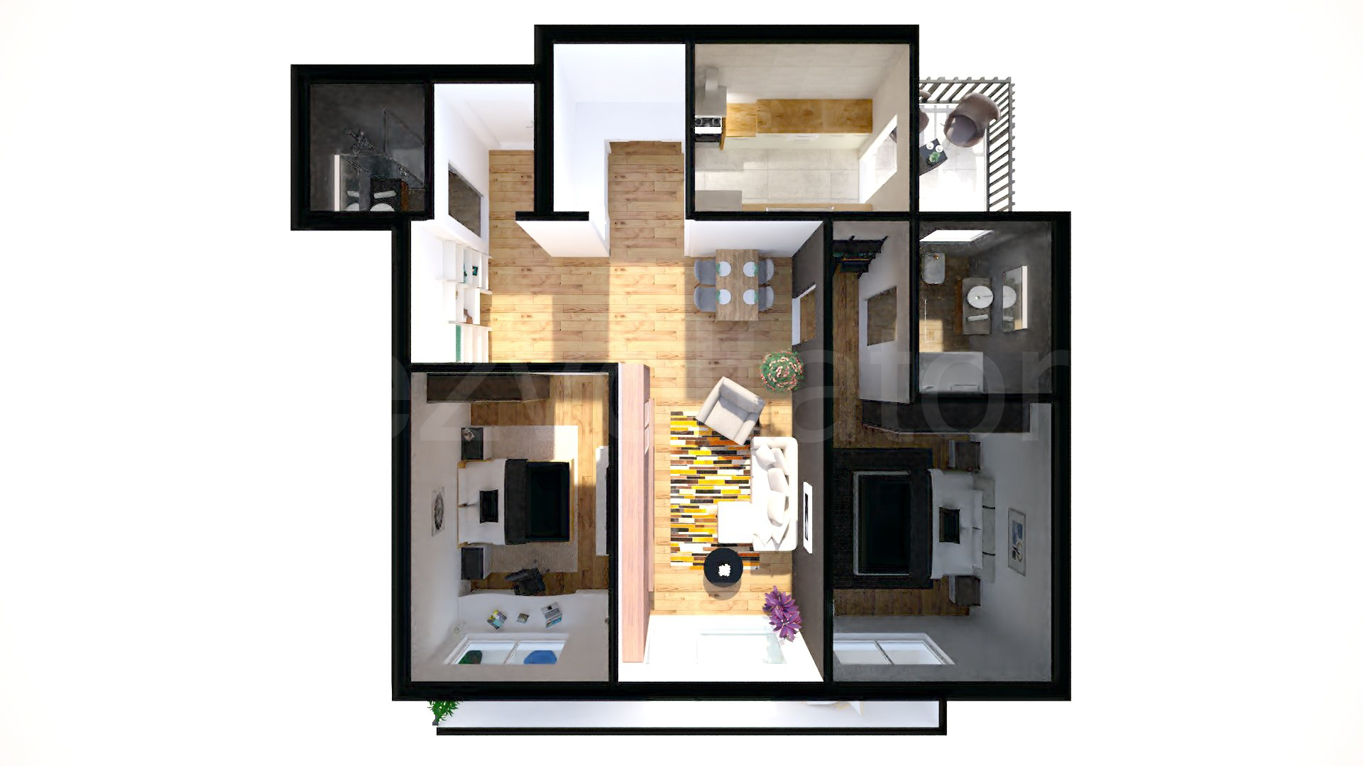 Simulare iluminat natural  Apartament 3 Camere 103mp Green Park Residence