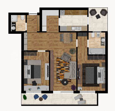 Proiecție 2D Apartament 3 Camere 103mp Green Park Residence 