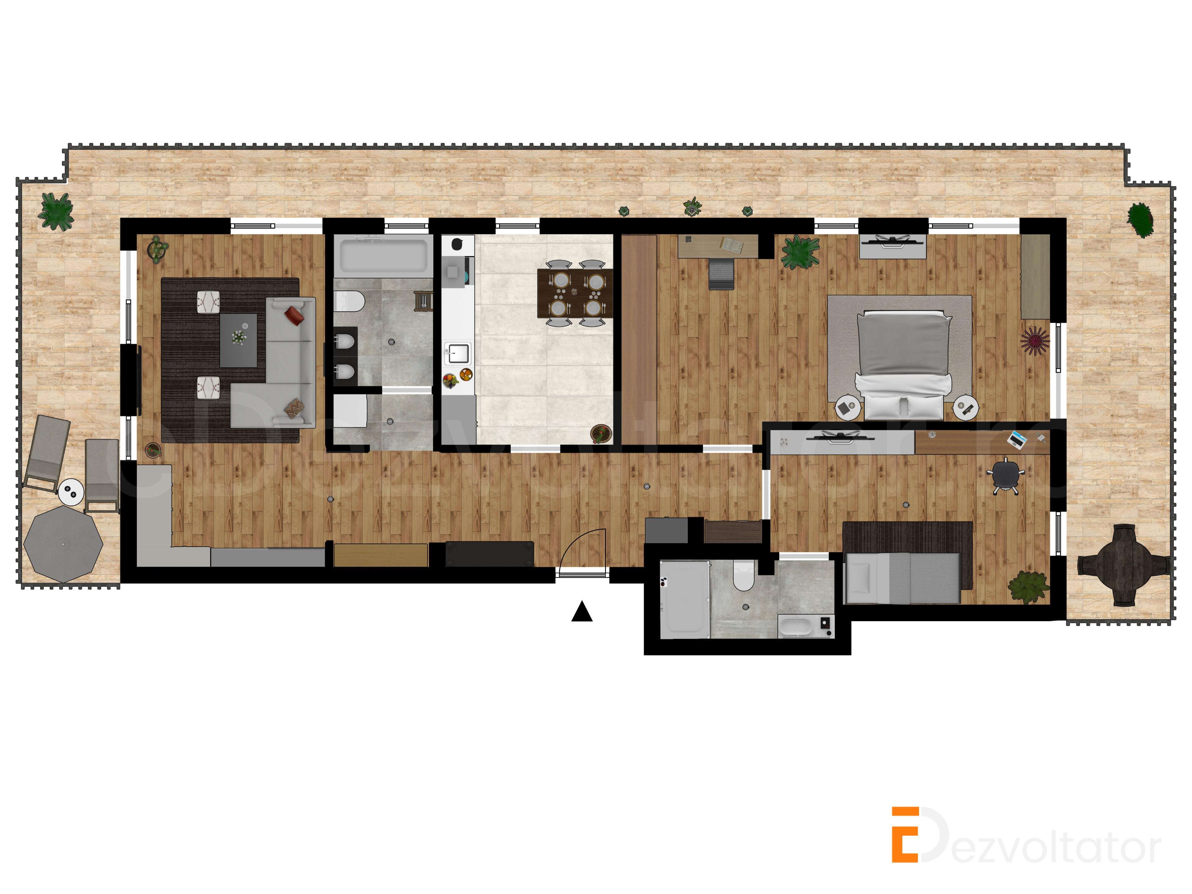 Proiecție 2D Apartament 3 Camere 153mp Green Park Herastrau Residence 