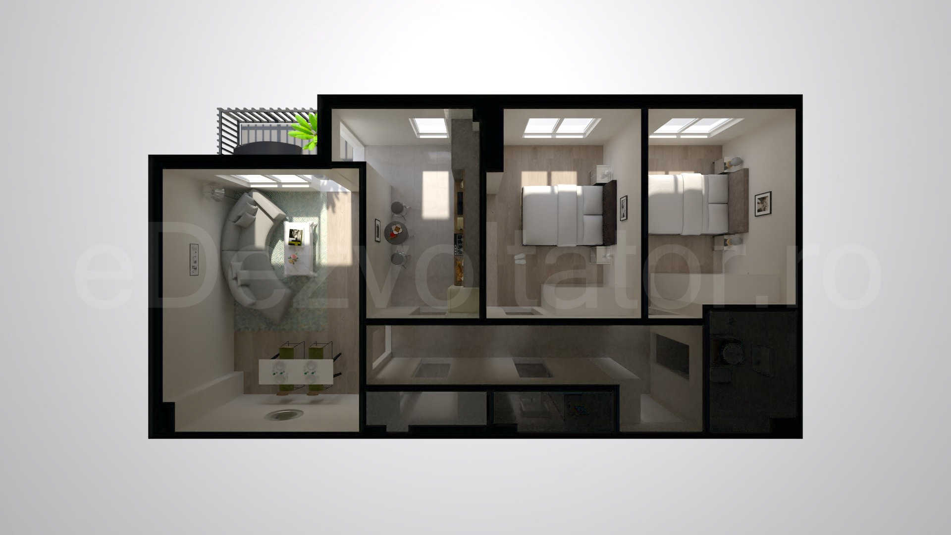 Simulare iluminat natural  Apartament 3 camere 80 mp ISG Residence IV