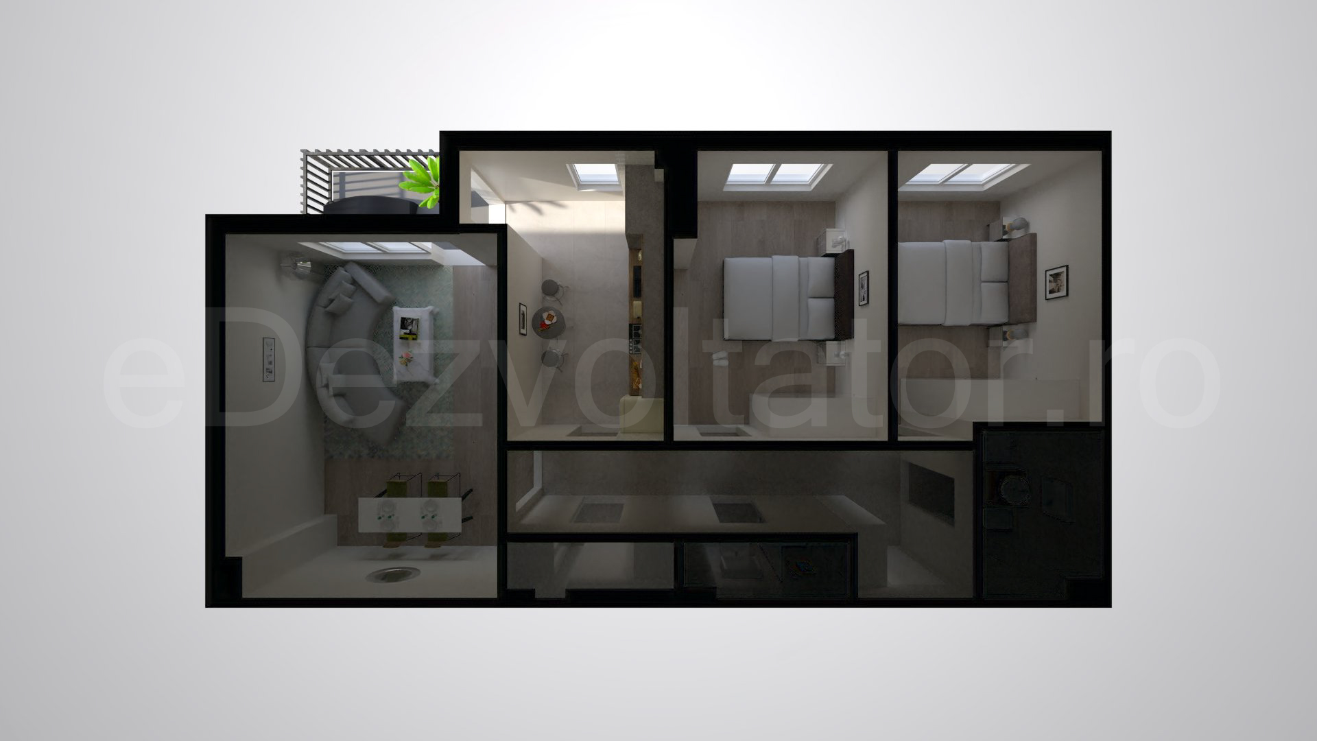 Simulare iluminat natural  Apartament 3 camere 80 mp ISG Residence IV