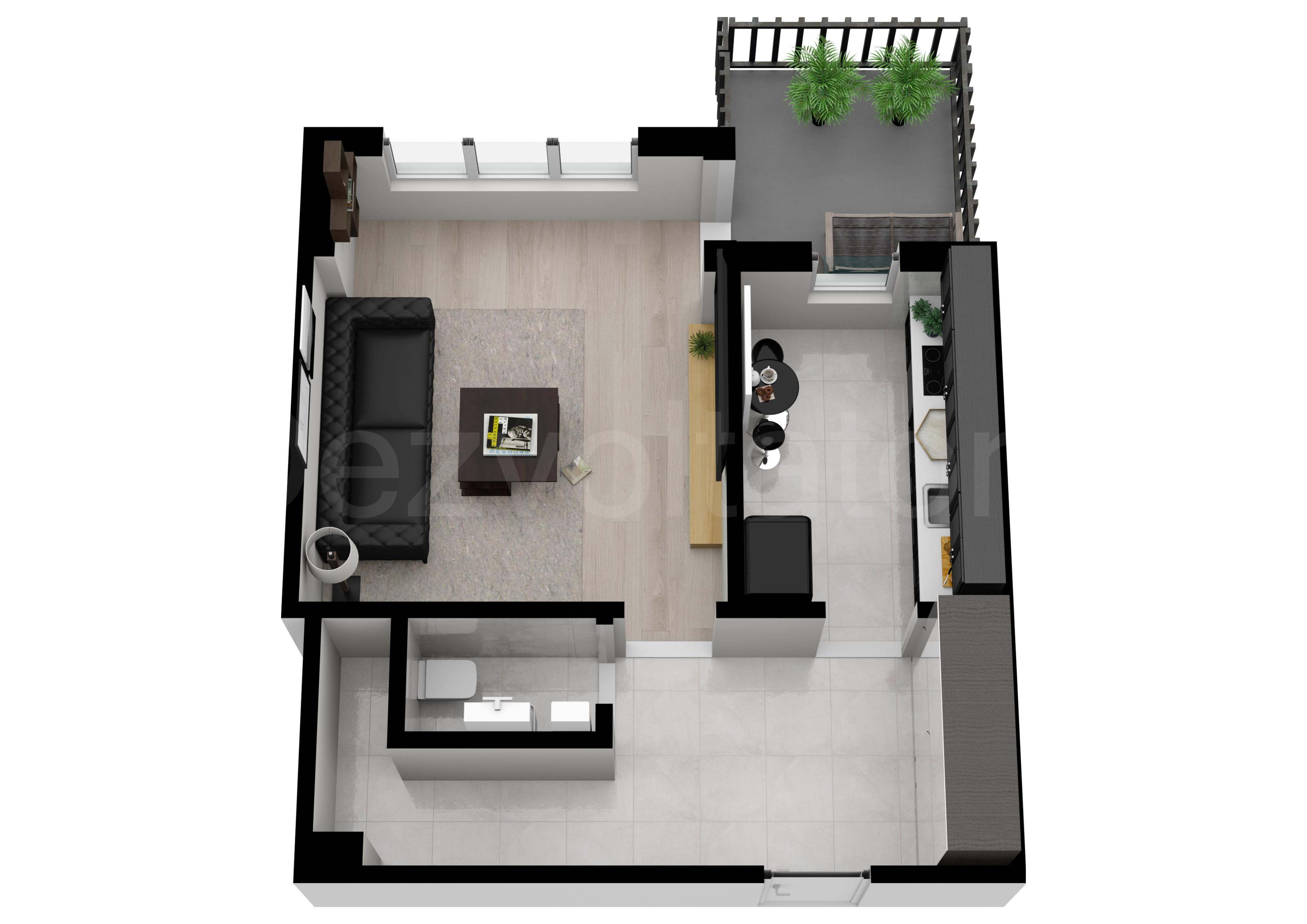 Proiecție 3D Apartament 3 camere 89 mp ISG Residence IV