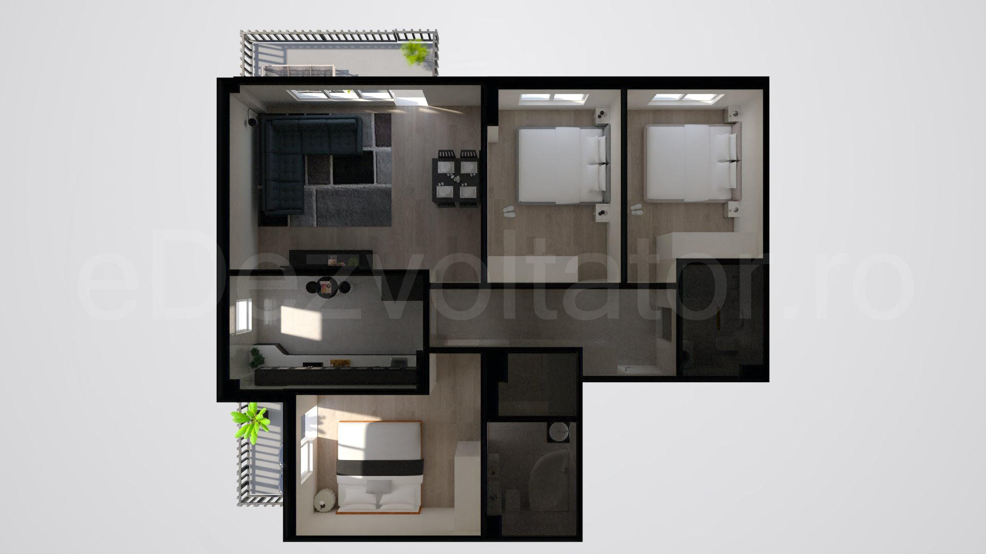 Simulare iluminat natural  Apartament 4 camere 105 mp ISG Residence IV