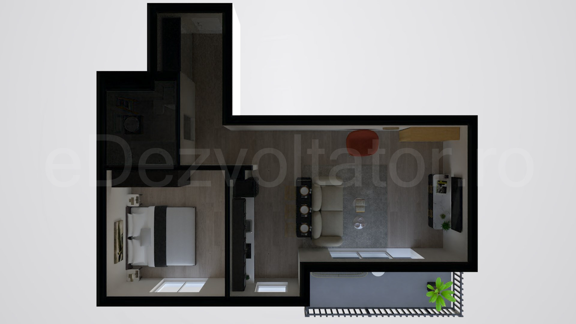 Simulare iluminat natural  Apartament 2 camere 63 mp Triama Residence