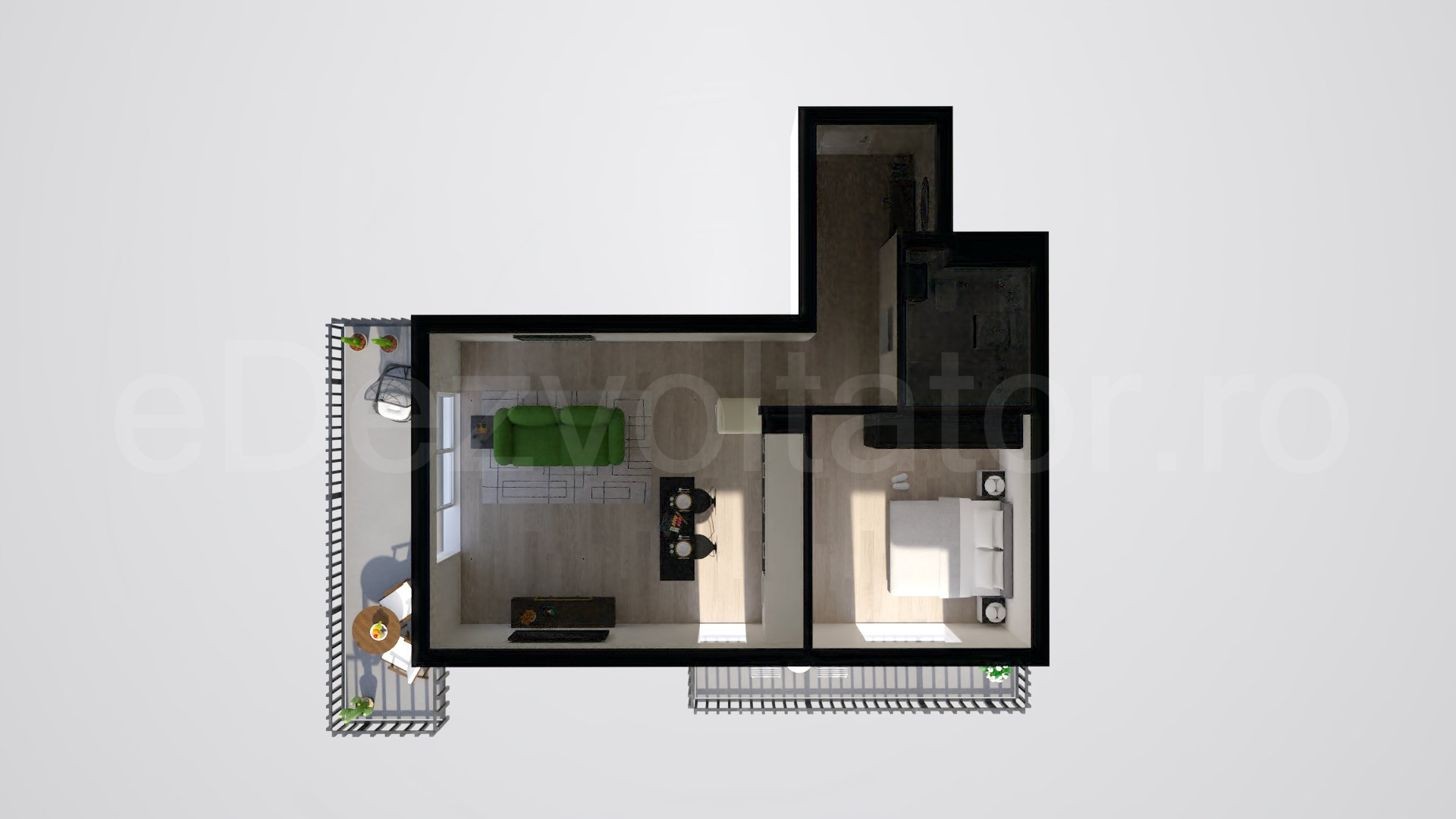 Simulare iluminat natural  Apartament 2 camere 72 mp Triama Residence